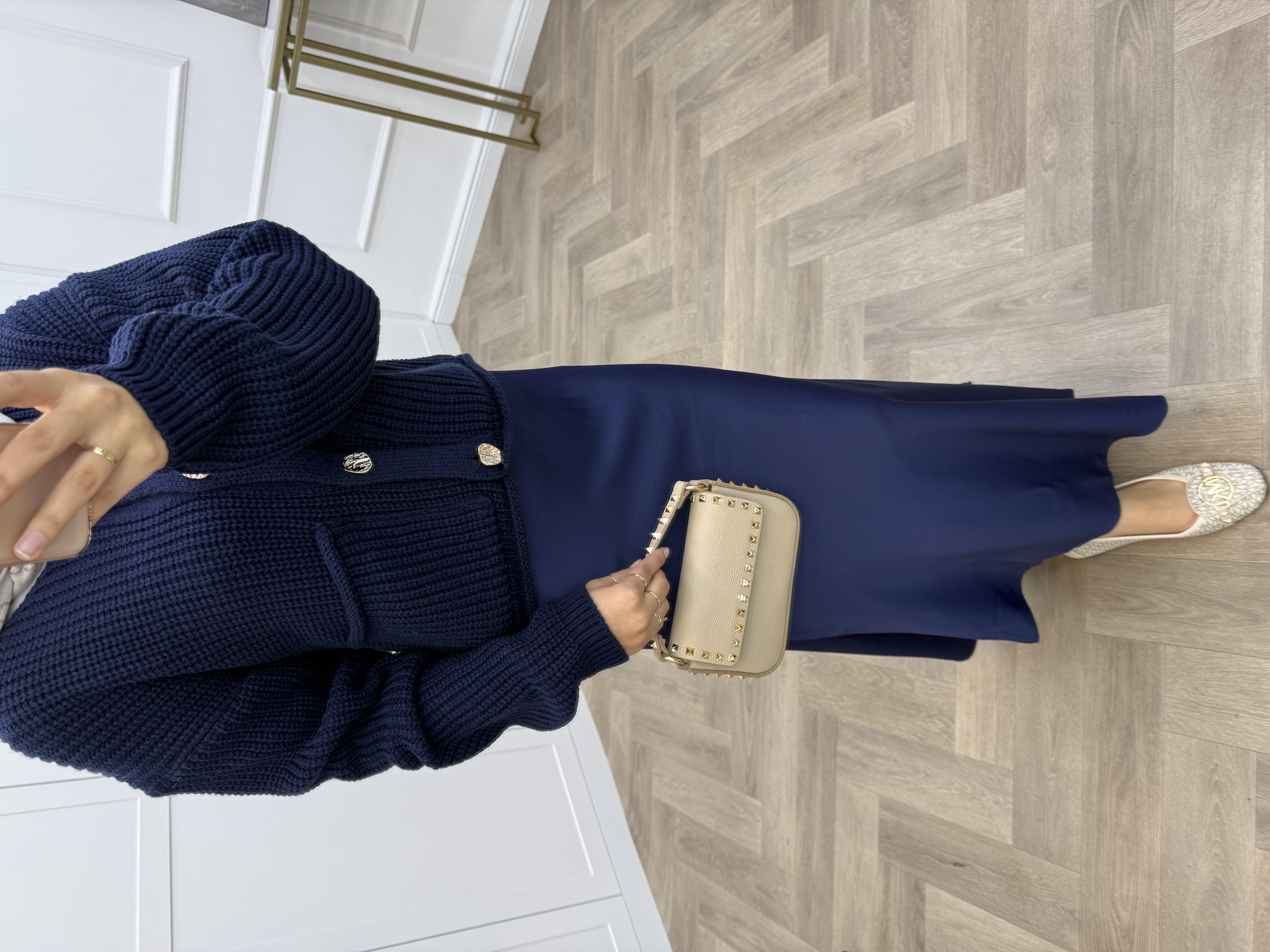 GOLD DÜĞMELİ HIRKA LACİVERT