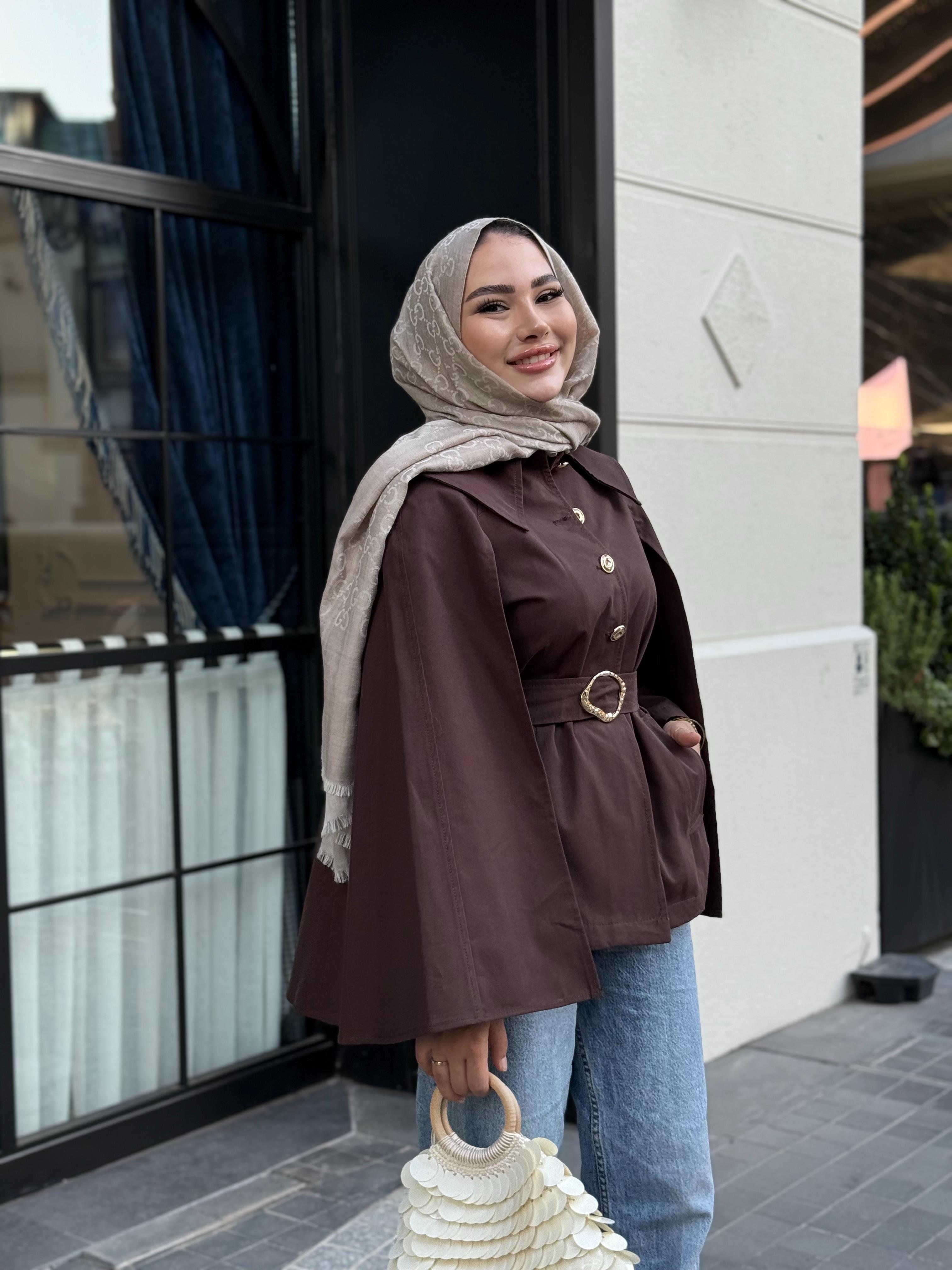 GOLD DÜĞMELİ KEMERLİ TRENÇKOT  KAHVE