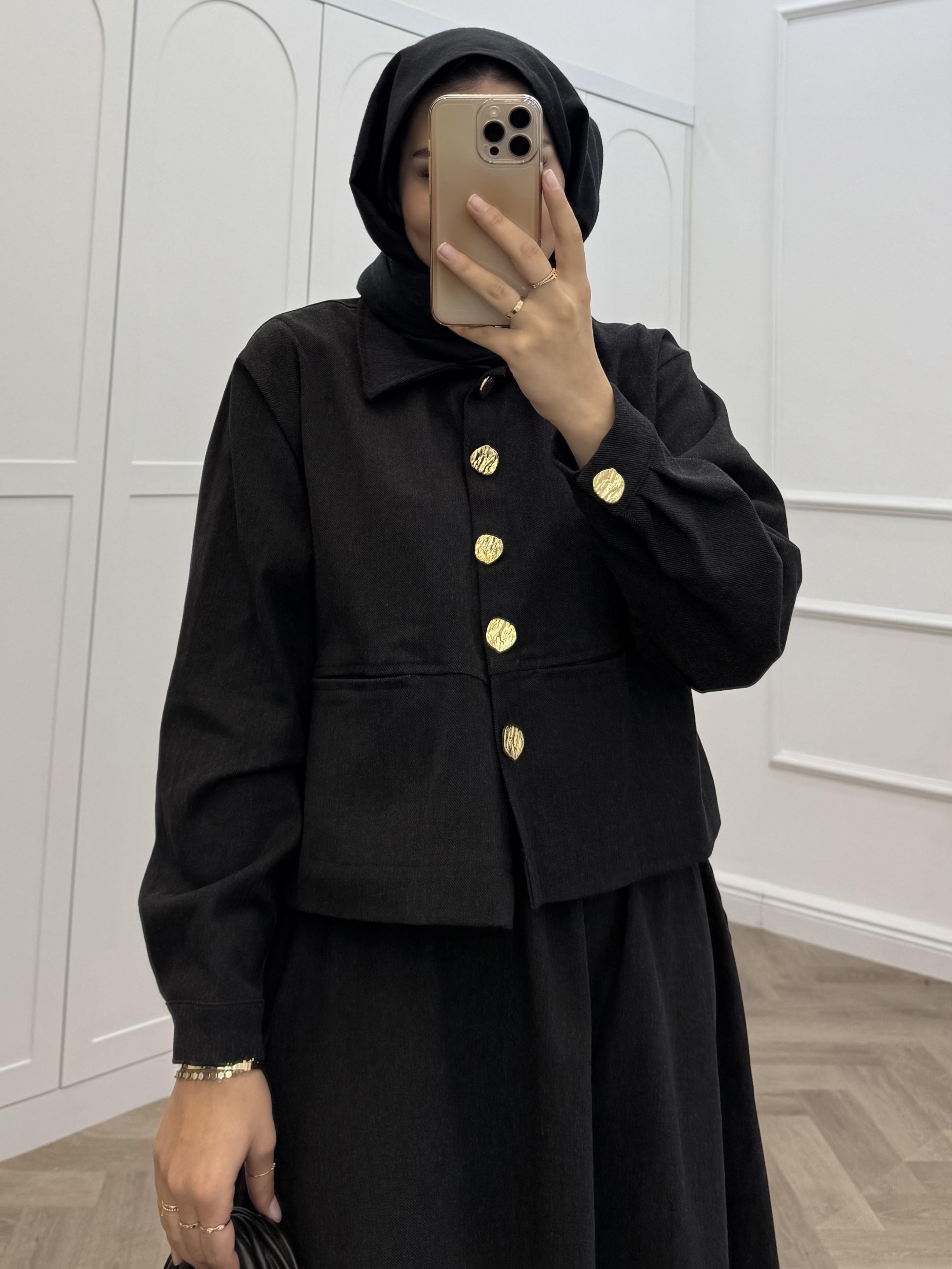 GOLD DÜĞMELİ MODAL TAKIM SİYAH