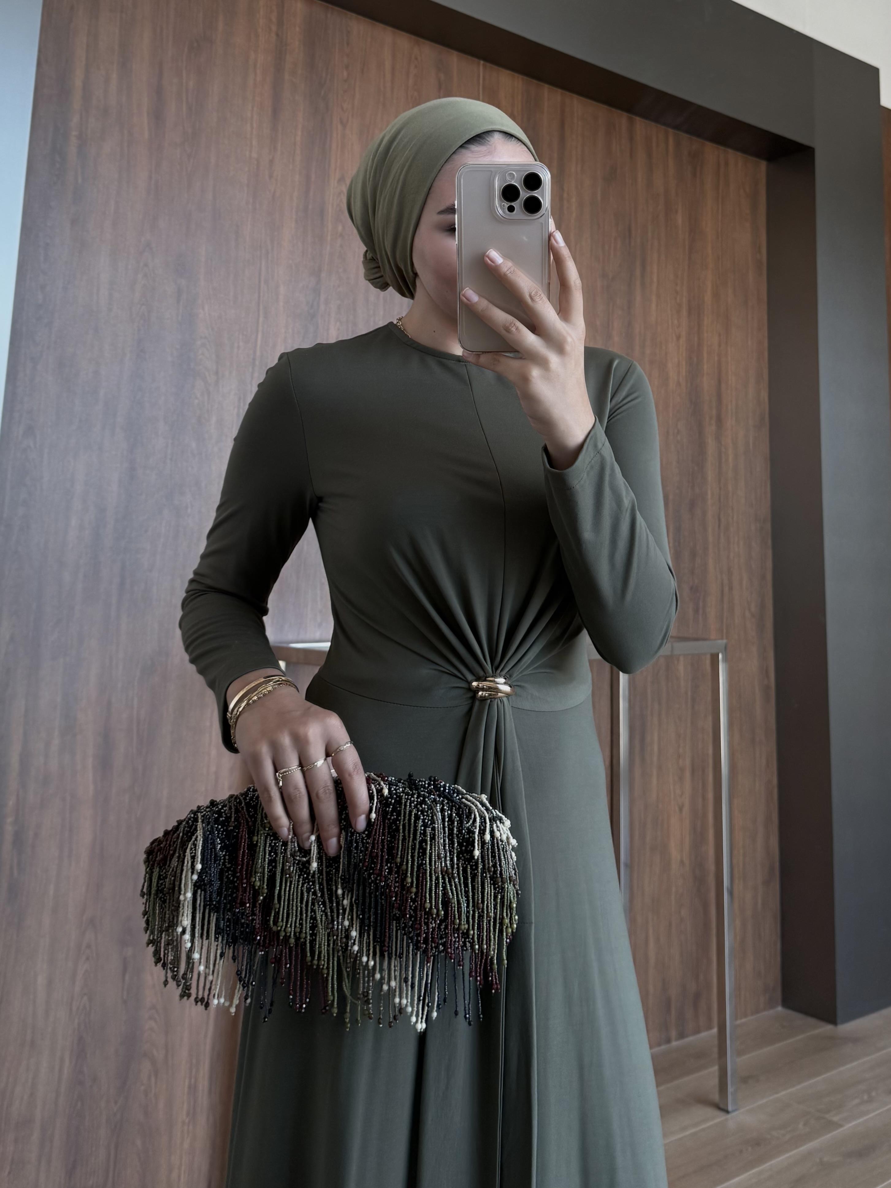 GOLD TOKALI SANDY ELBİSE HAKİ