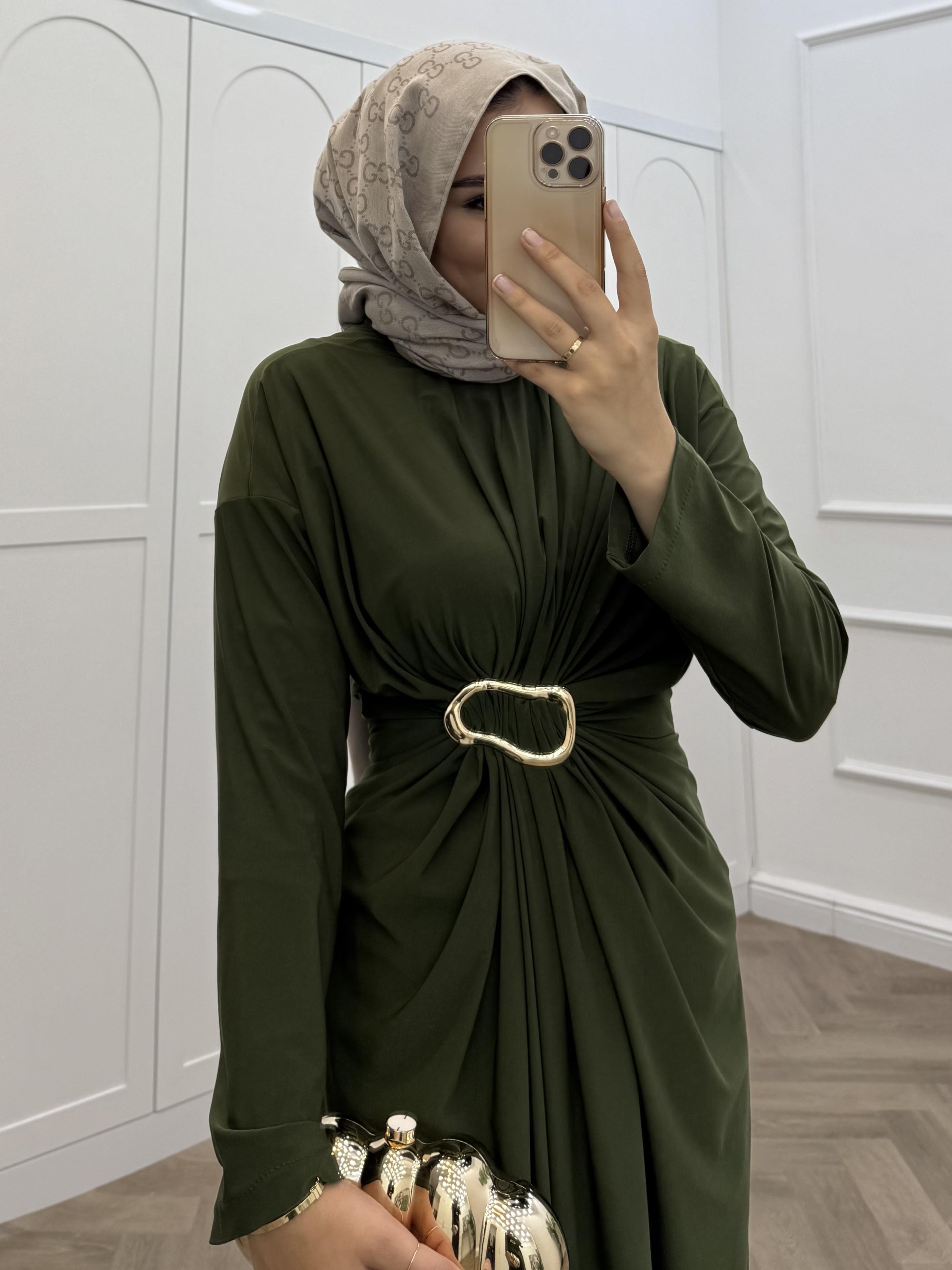 GOLD TOKALI SANDY ELBİSE HAKİ