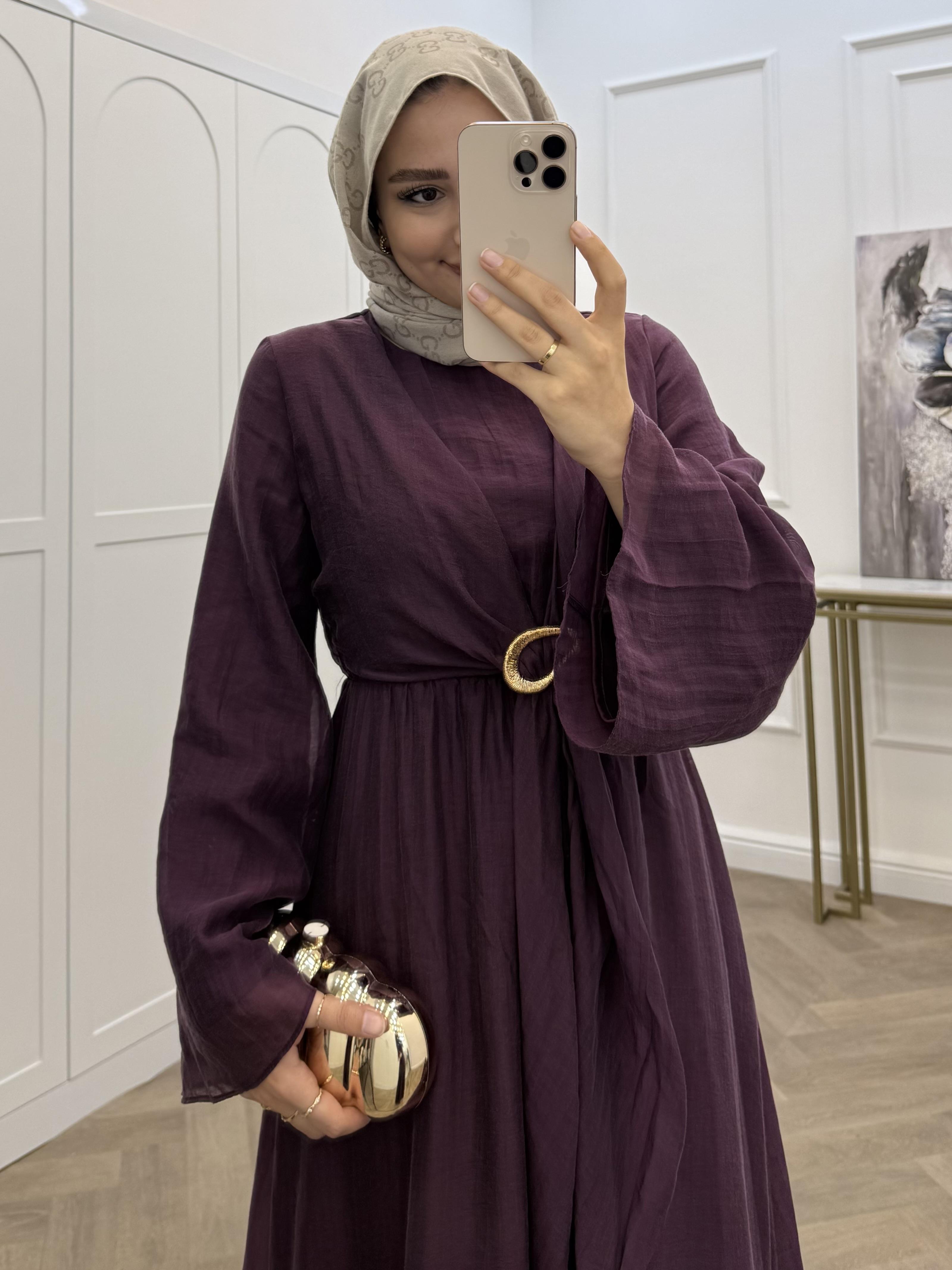 GOLD TOKALI ŞİFON ELBİSE BORDO