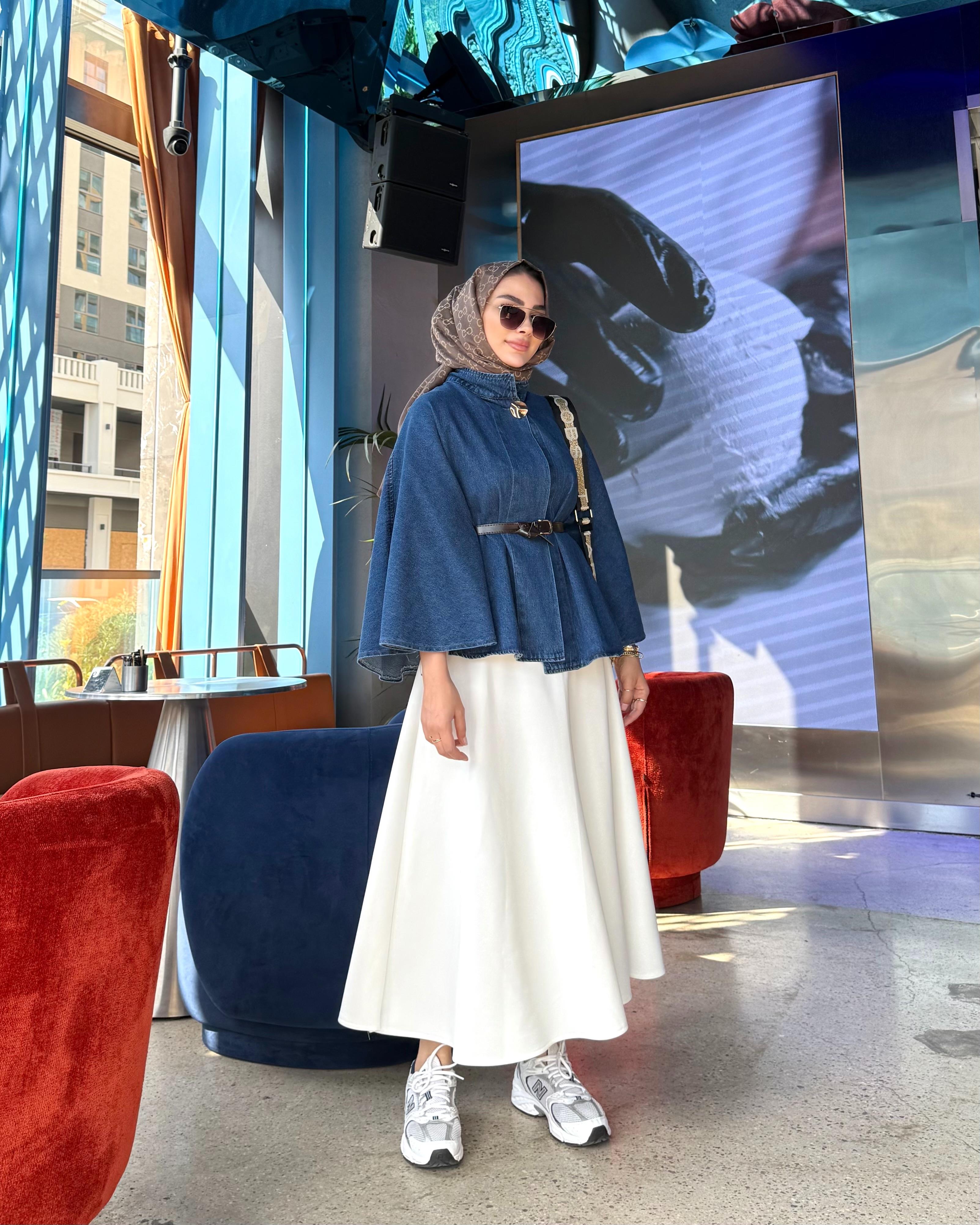 HAKİM YAKA KOT PANÇO MAVİ