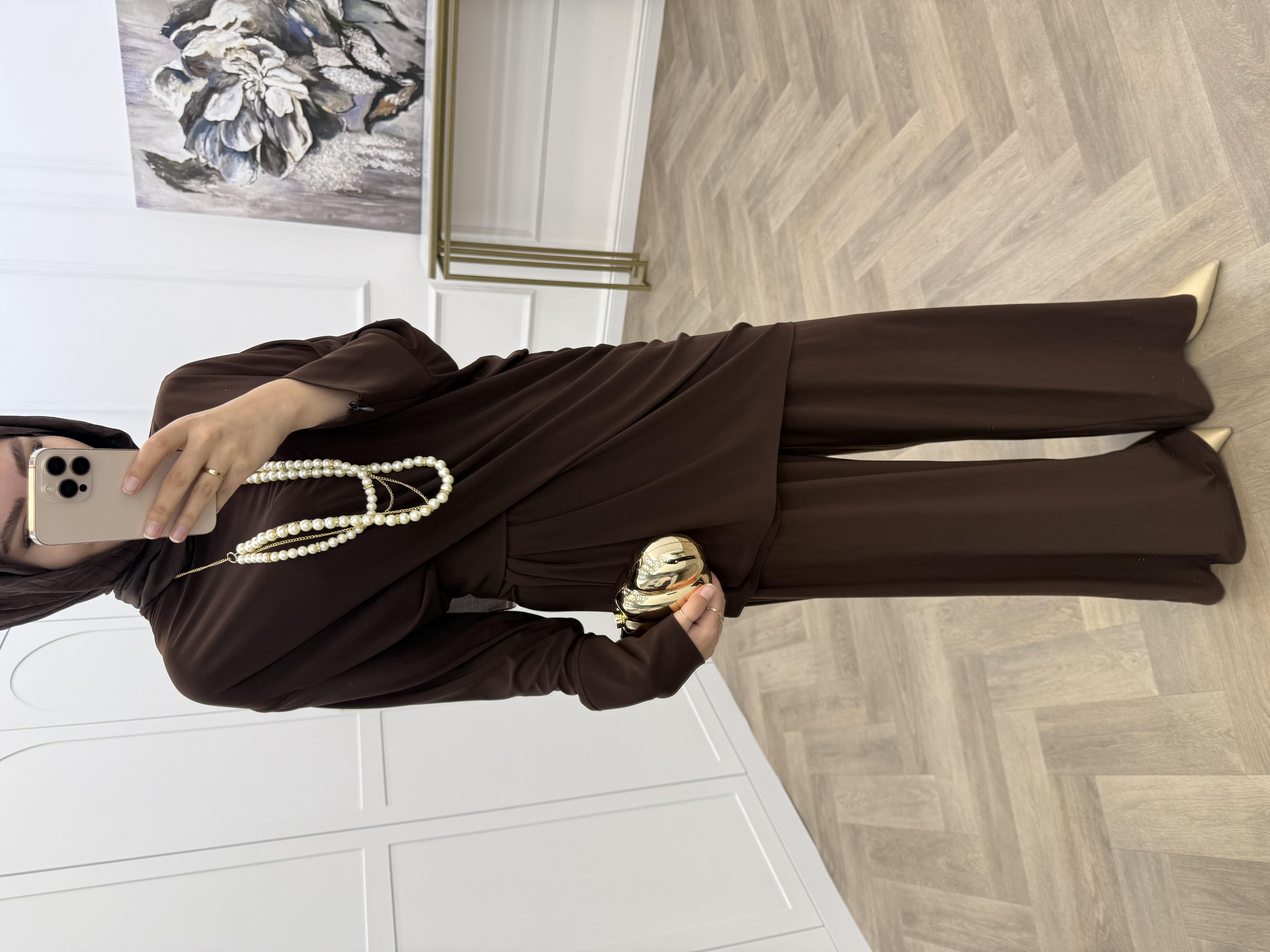 HALE SANDY PANTOLONLU TAKIM KAHVE