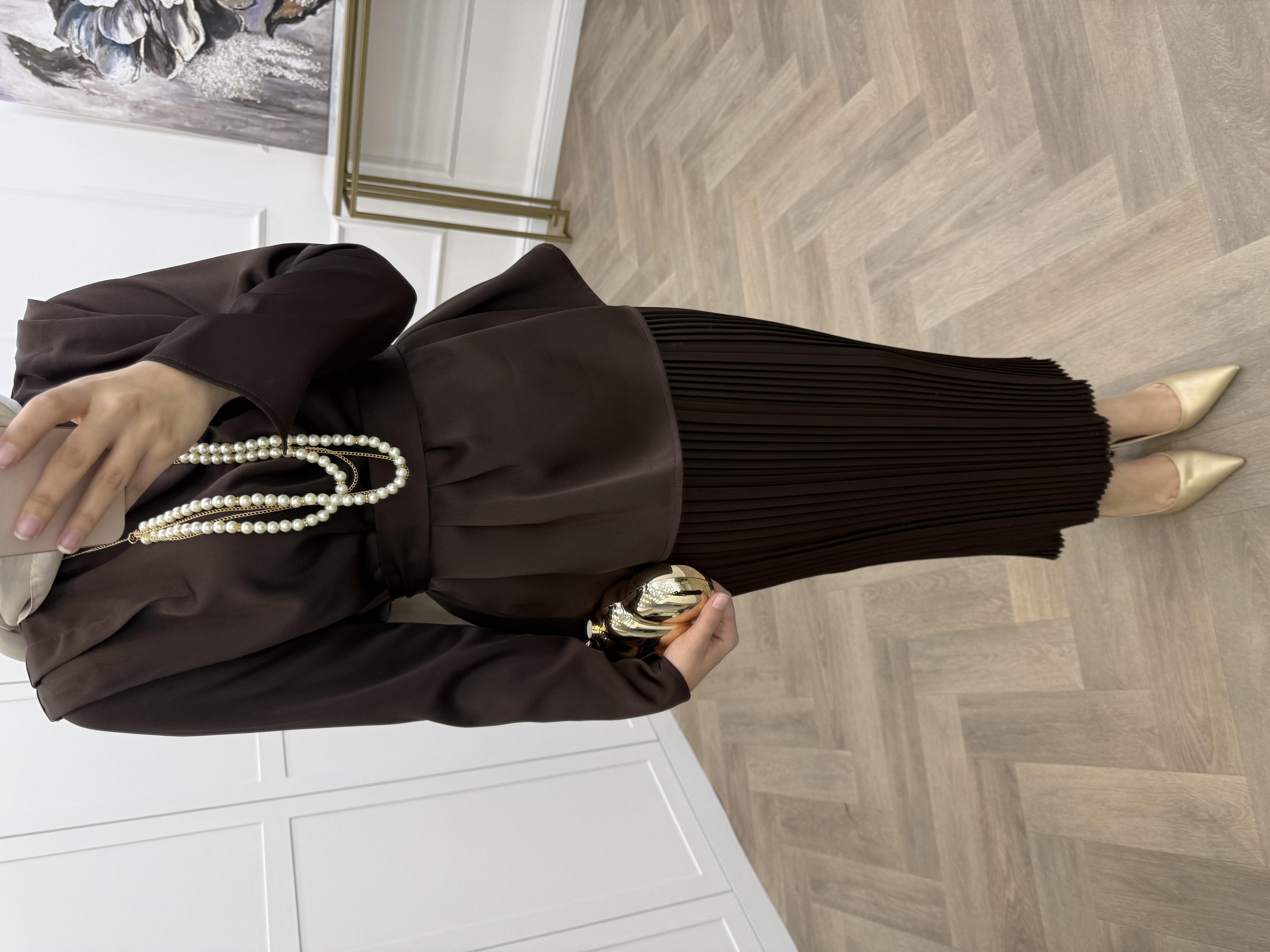 İNCİ KOLYELİ PİLİSELİ TAKIM KAHVE