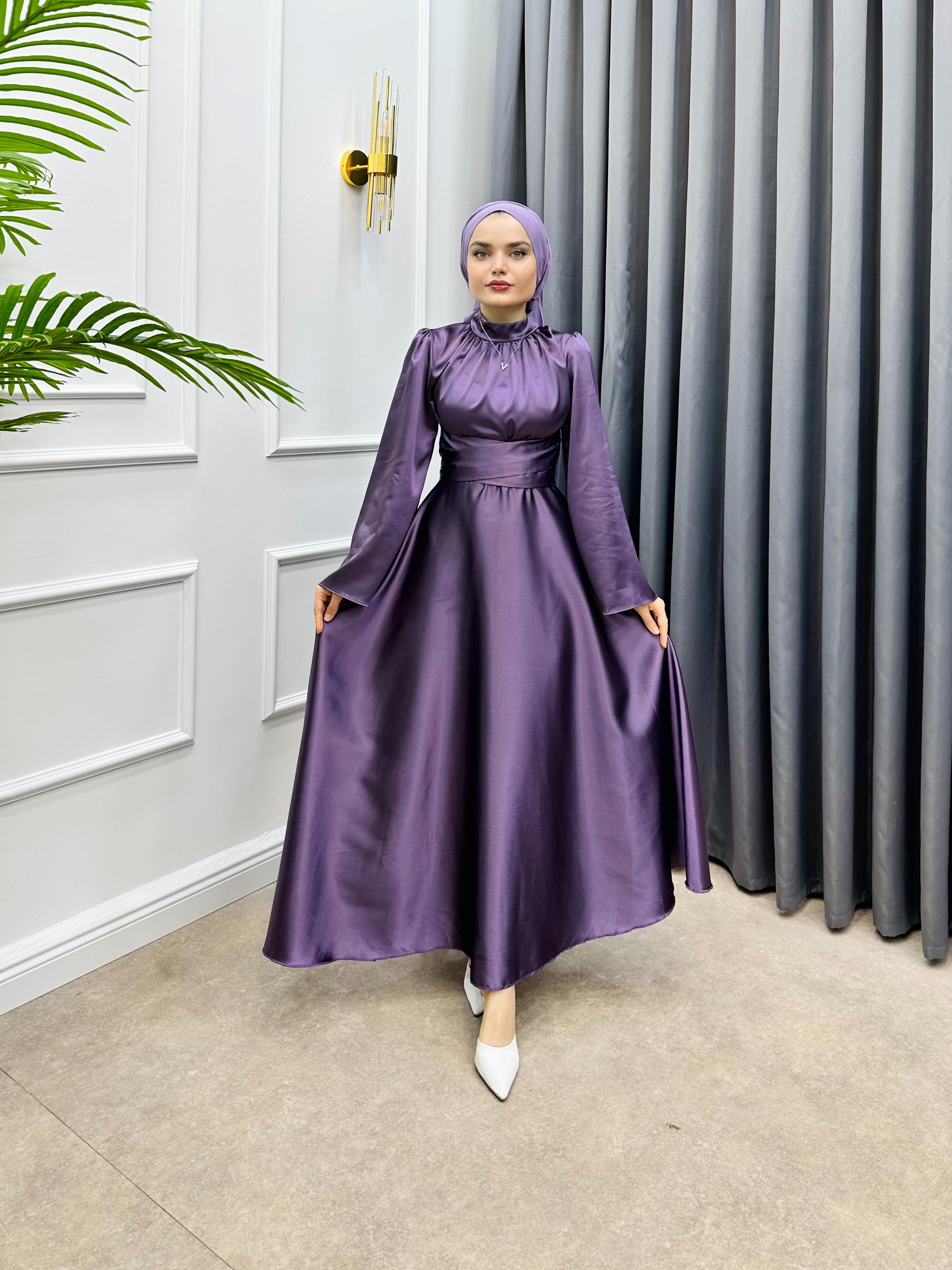 İSPANYOL KOL SATEN ELBİSE GÜL KURUSU