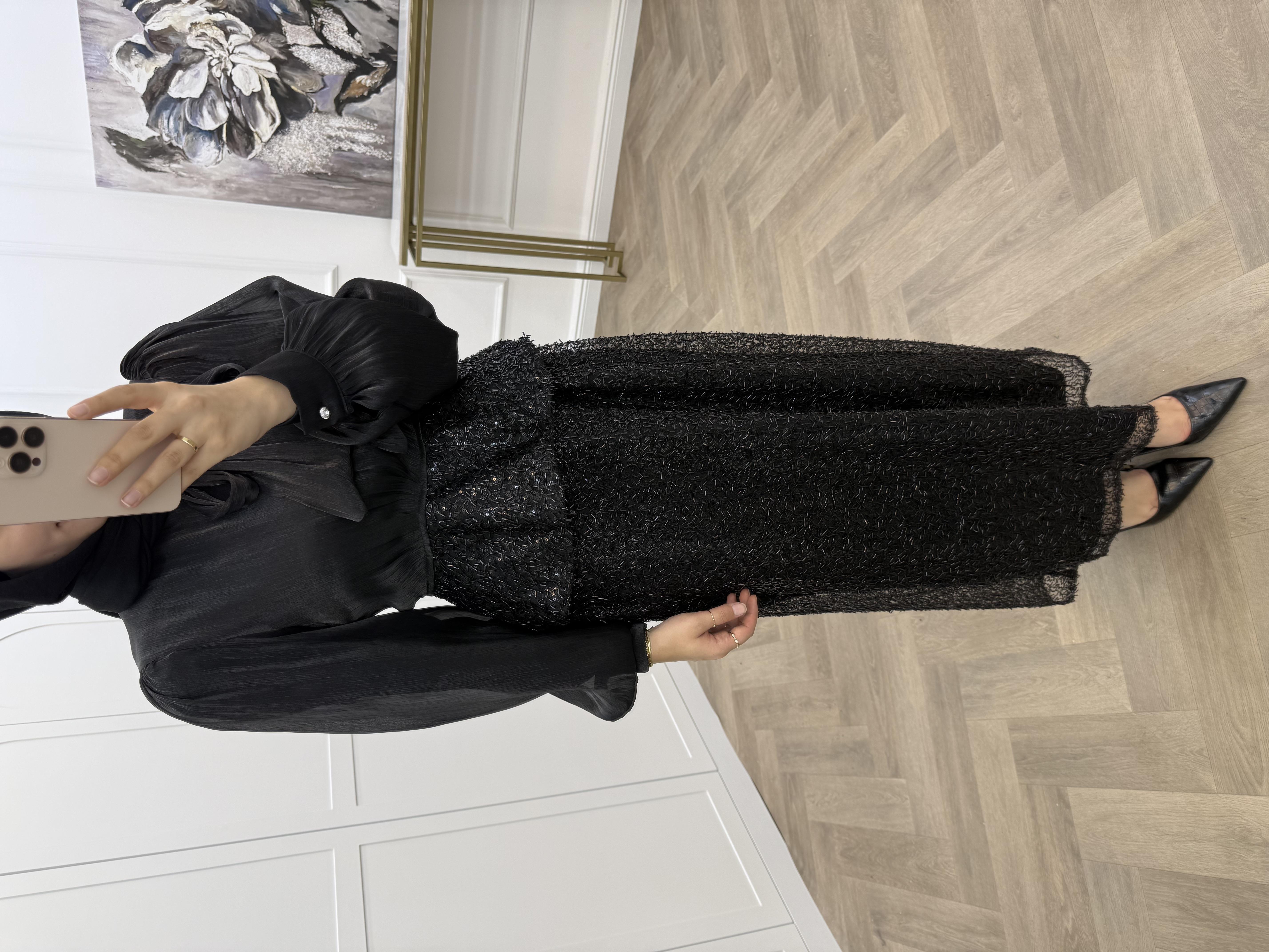 JESSİCA SİMLİ ETEKLİ TAKIM SİYAH