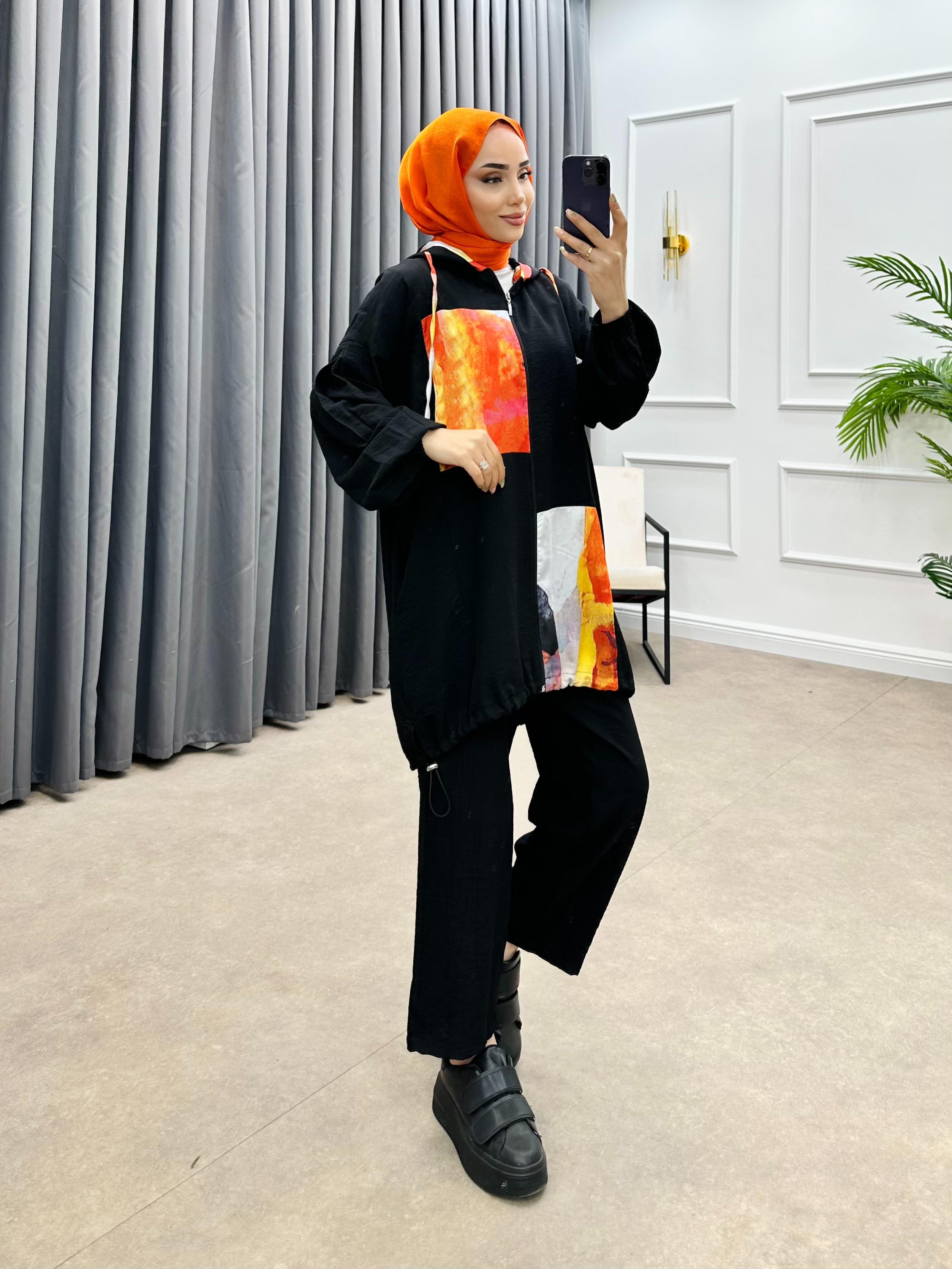 KAPÜŞONLU İKİLİ TAKIM SİYAH