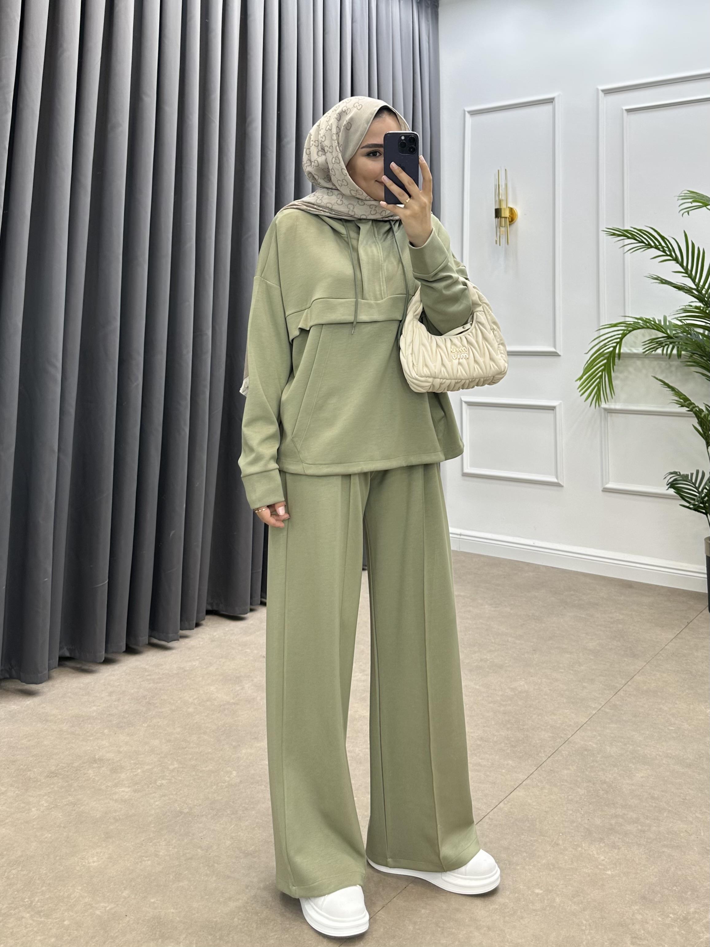 KAPÜŞONLU OYSHO PANTOLONLU TAKIM MİNT