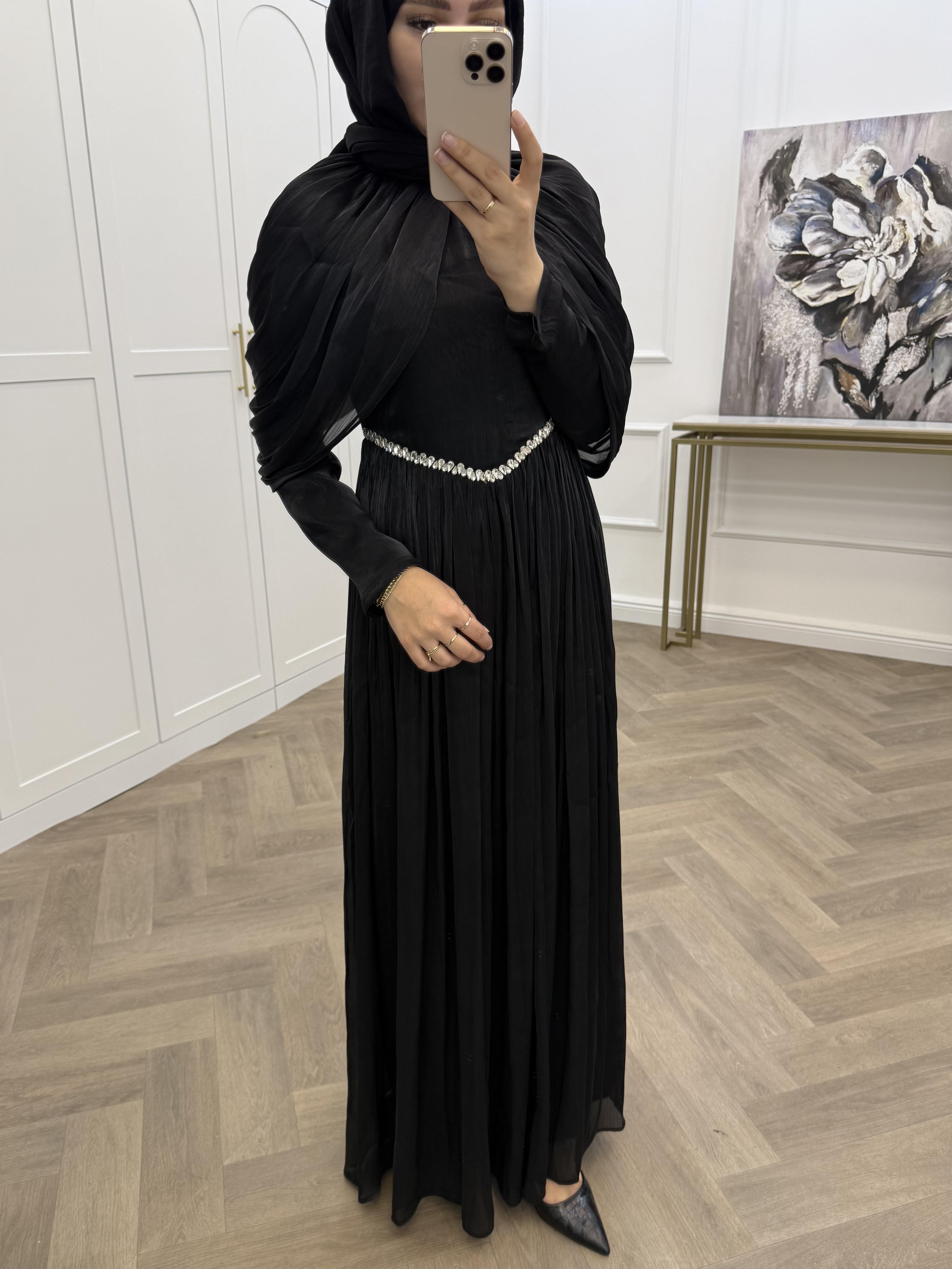 KELEBEK JANJAN ELBİSE SİYAH