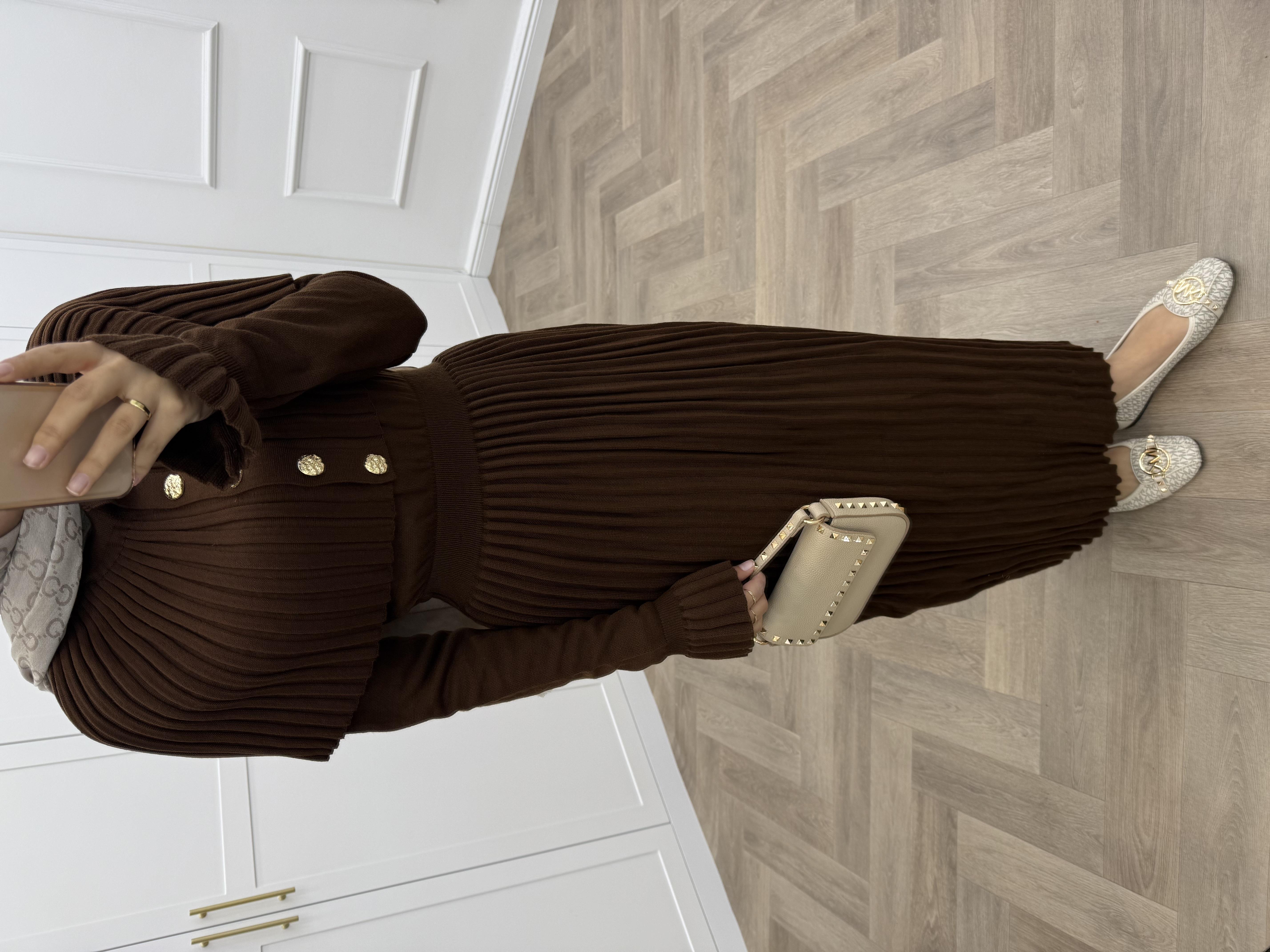 KELEBEK PELERİNLİ TAKIM ELBİSE KAHVE