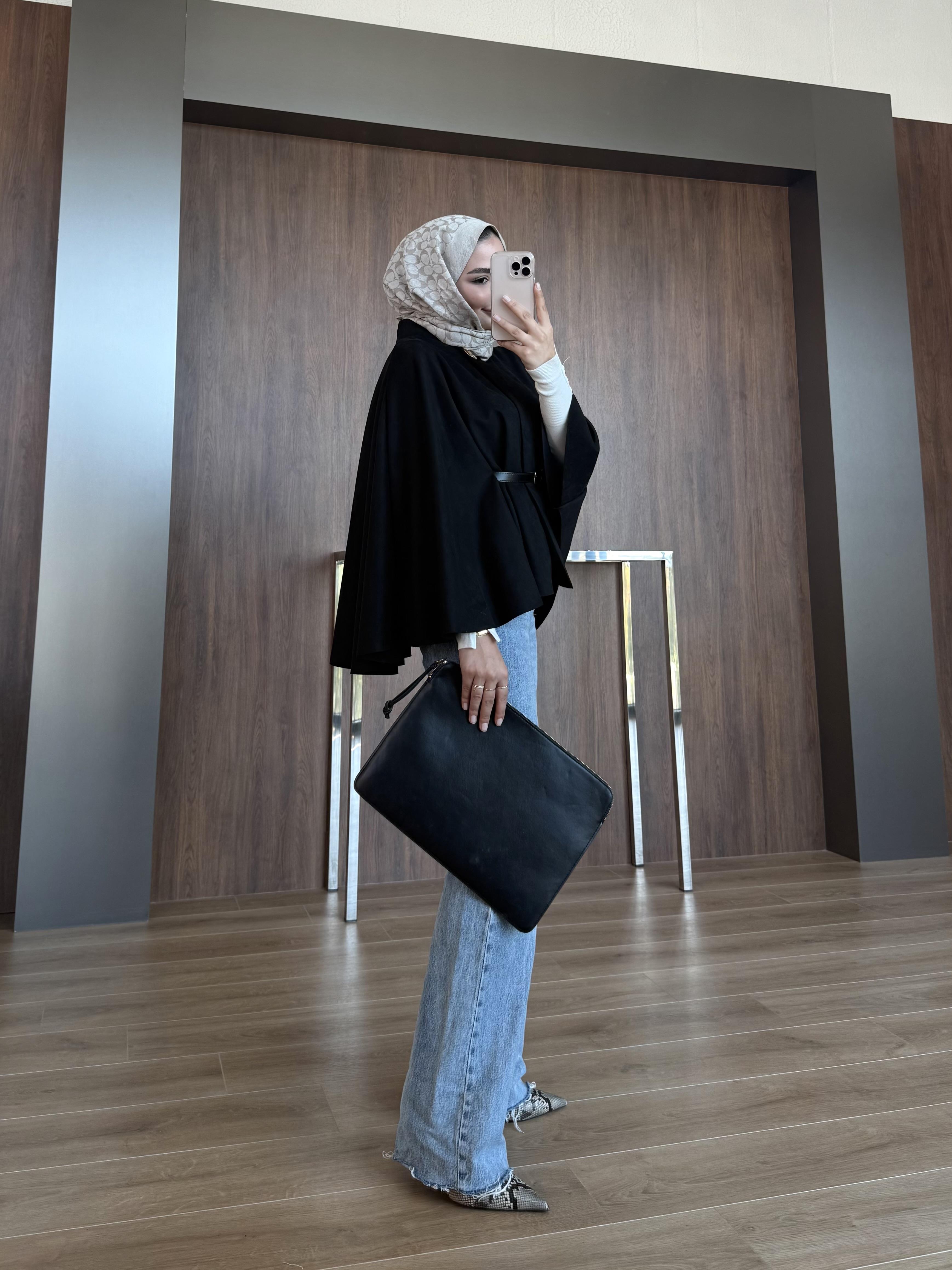 KEMER DETAY SÜET PANÇO SİYAH