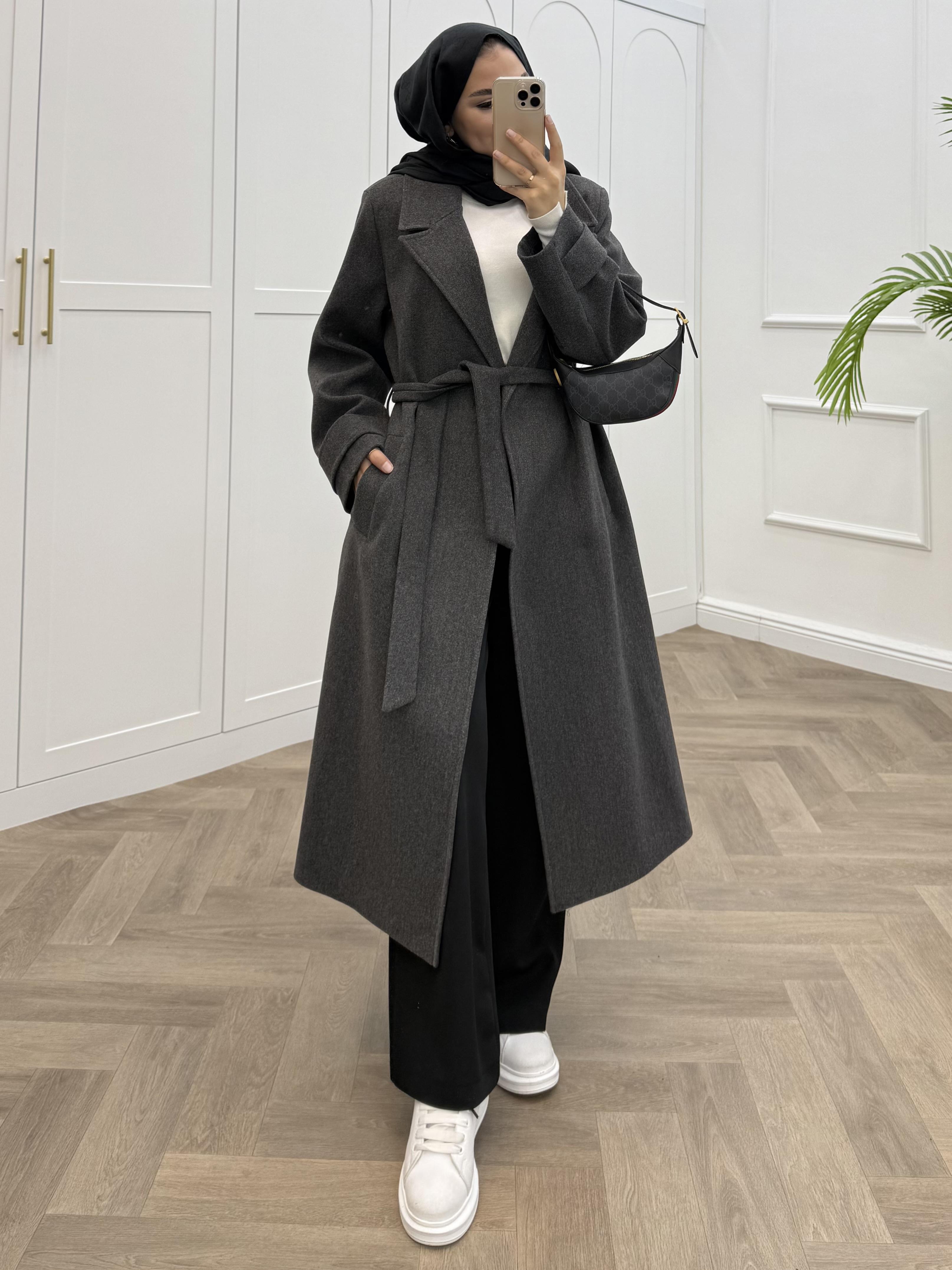 KOL APOLET DETAYLI KAŞE KABAN FÜME