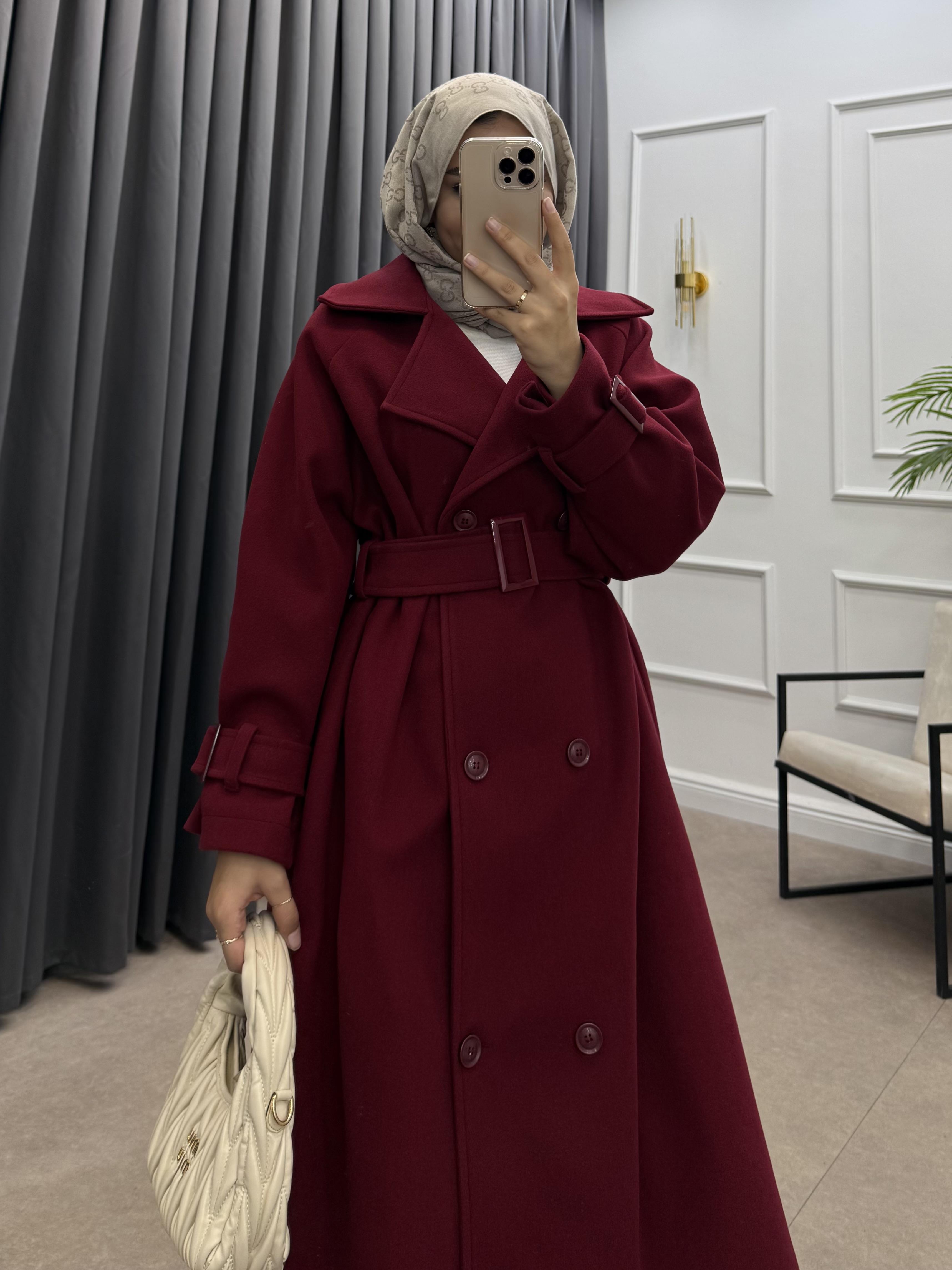 KOL APOLETLİ KAŞE KABAN BORDO