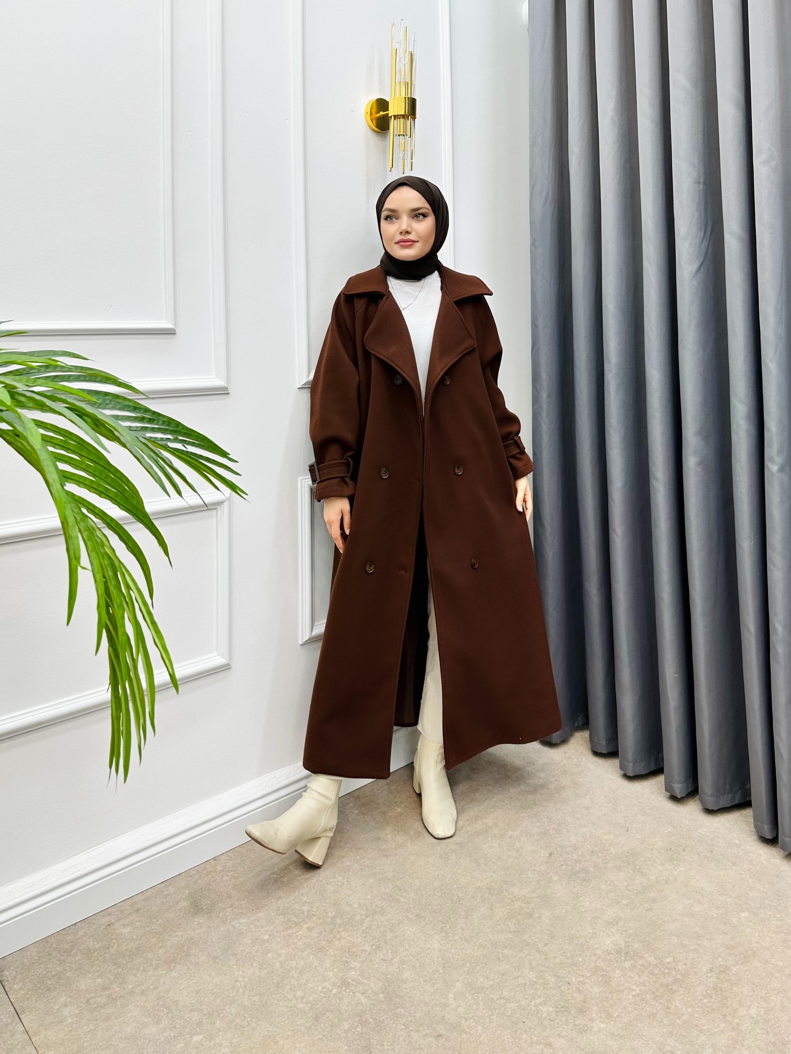 KOL APOLETLİ KAŞE KABAN KAHVE