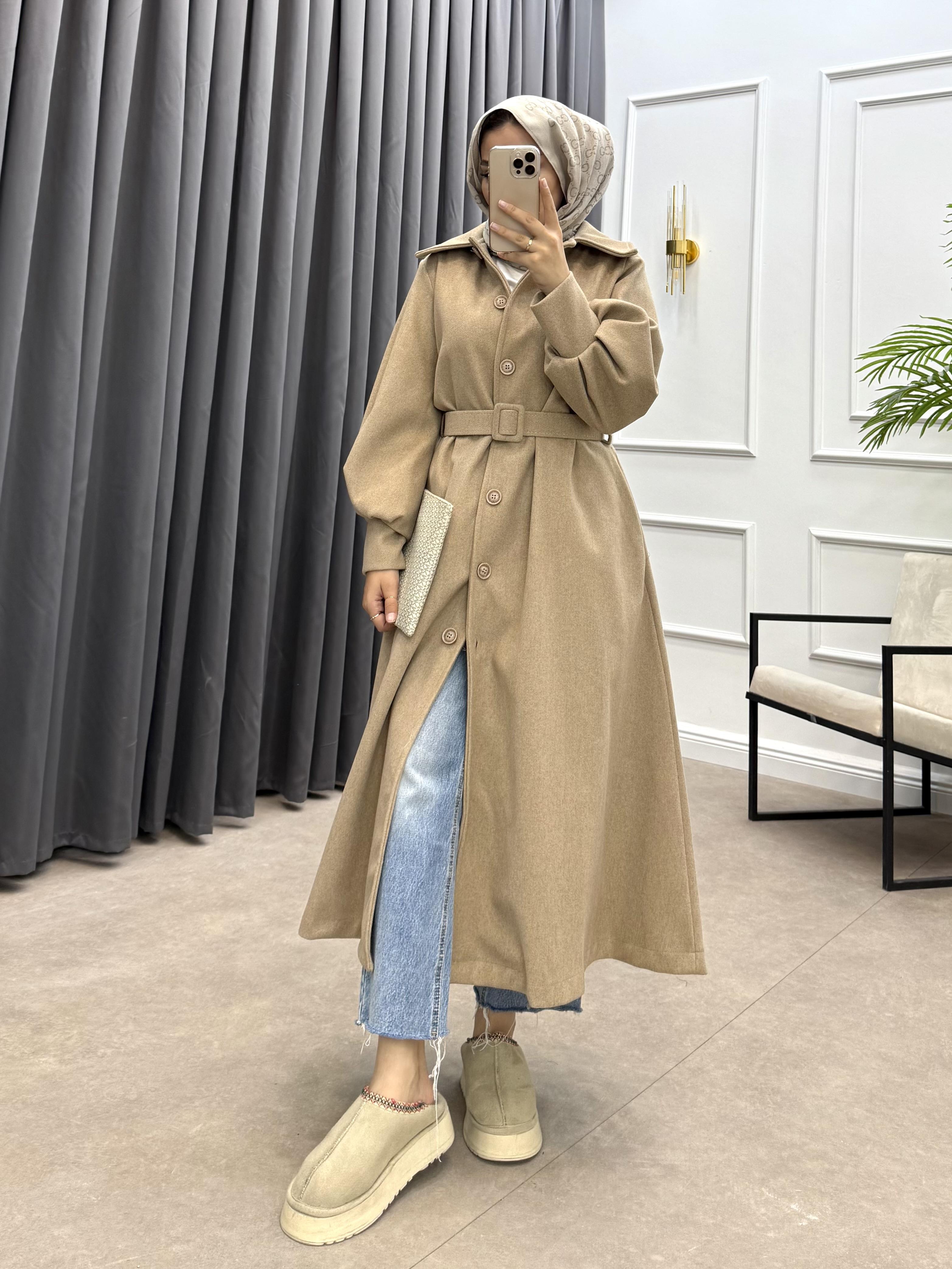 KOL MANJETLİ KAŞE KABAN BEJ 