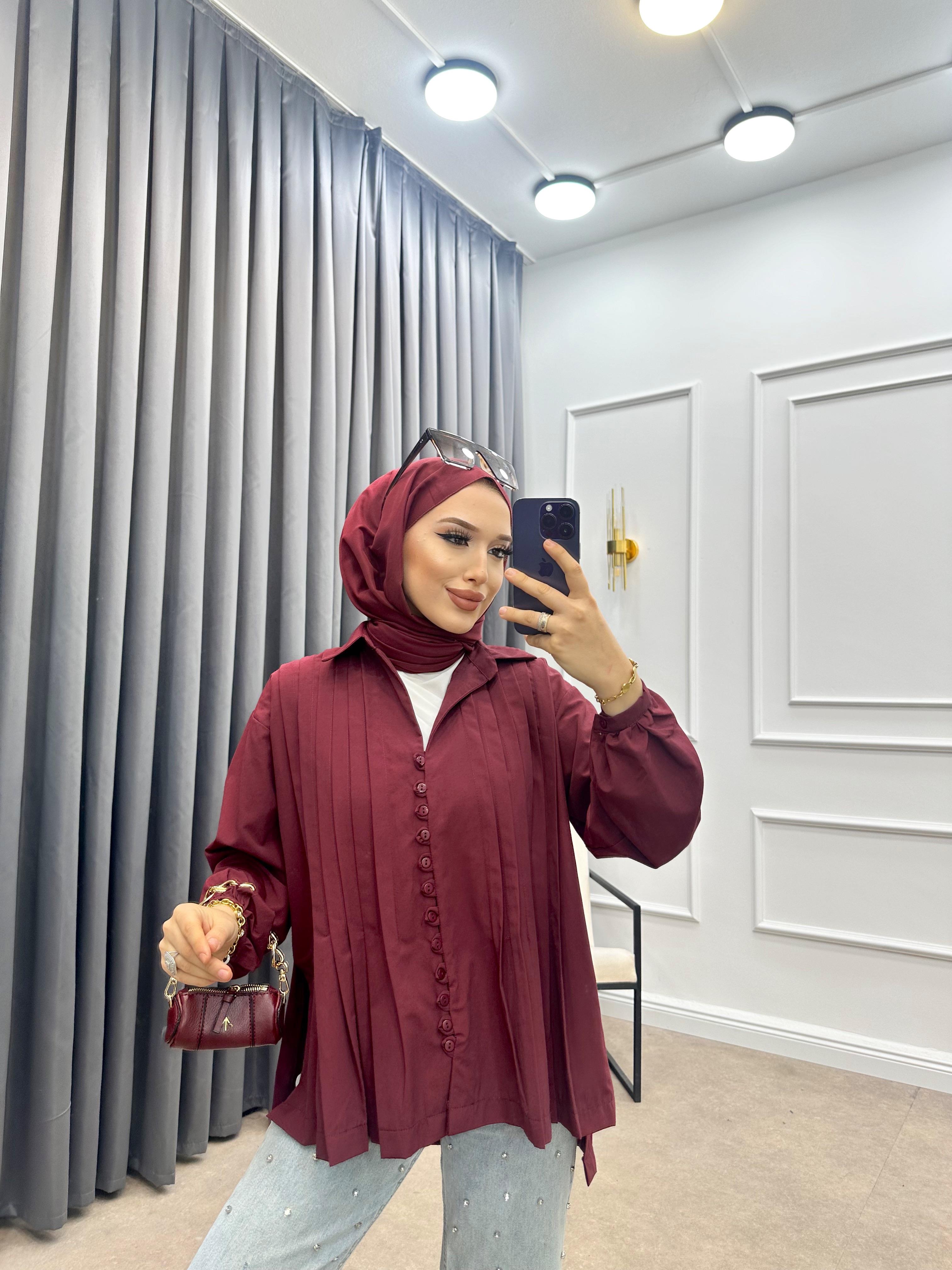 KOLU BAĞLAMALI GÖMLEK BORDO