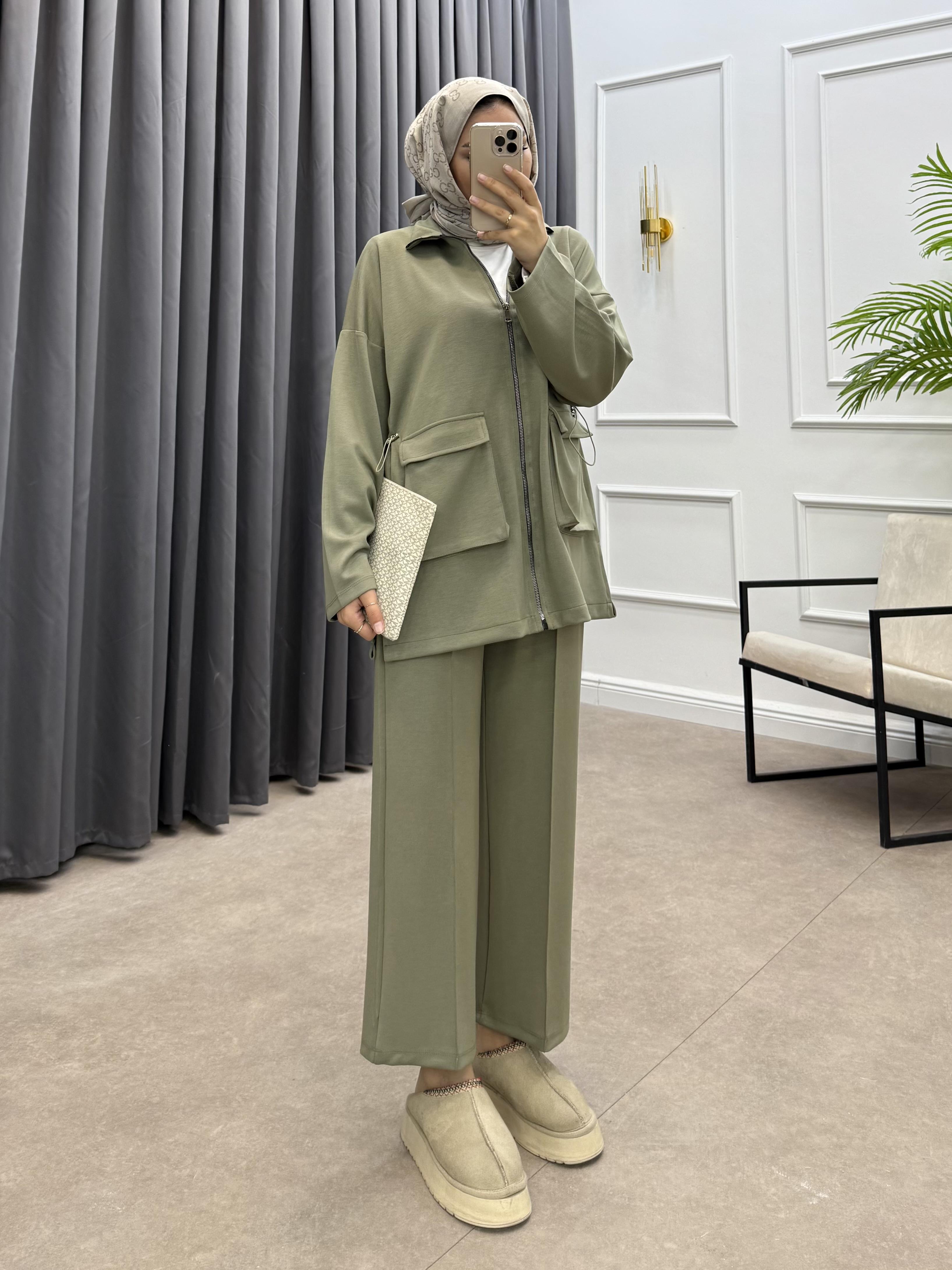 KÖRÜK CEPLİ PANTOLONLU TAKIM HAKİ