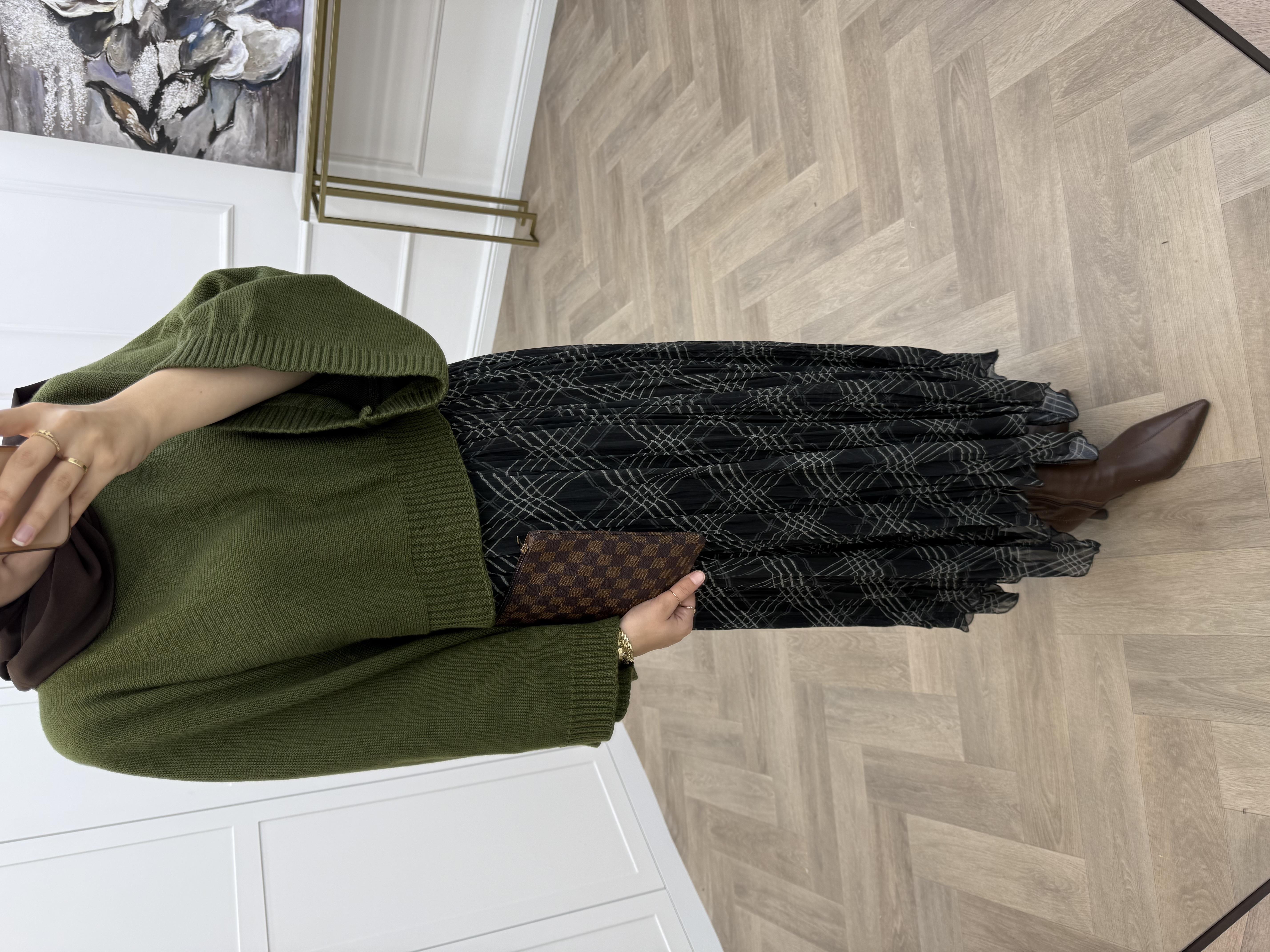 KRAŞ ŞİFON ETEK SİYAH