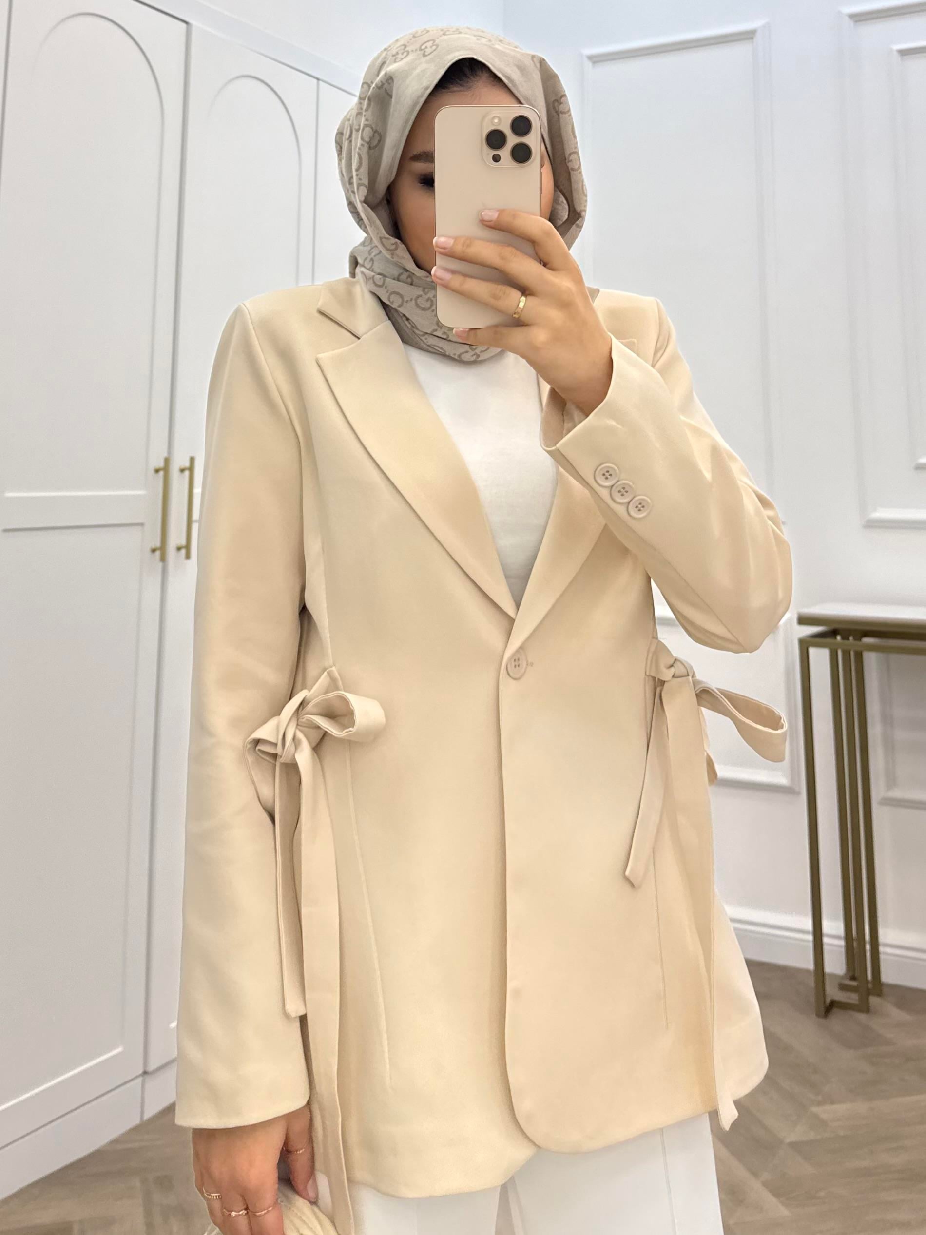 KURDELELİ BLAZER CEKET BEJ