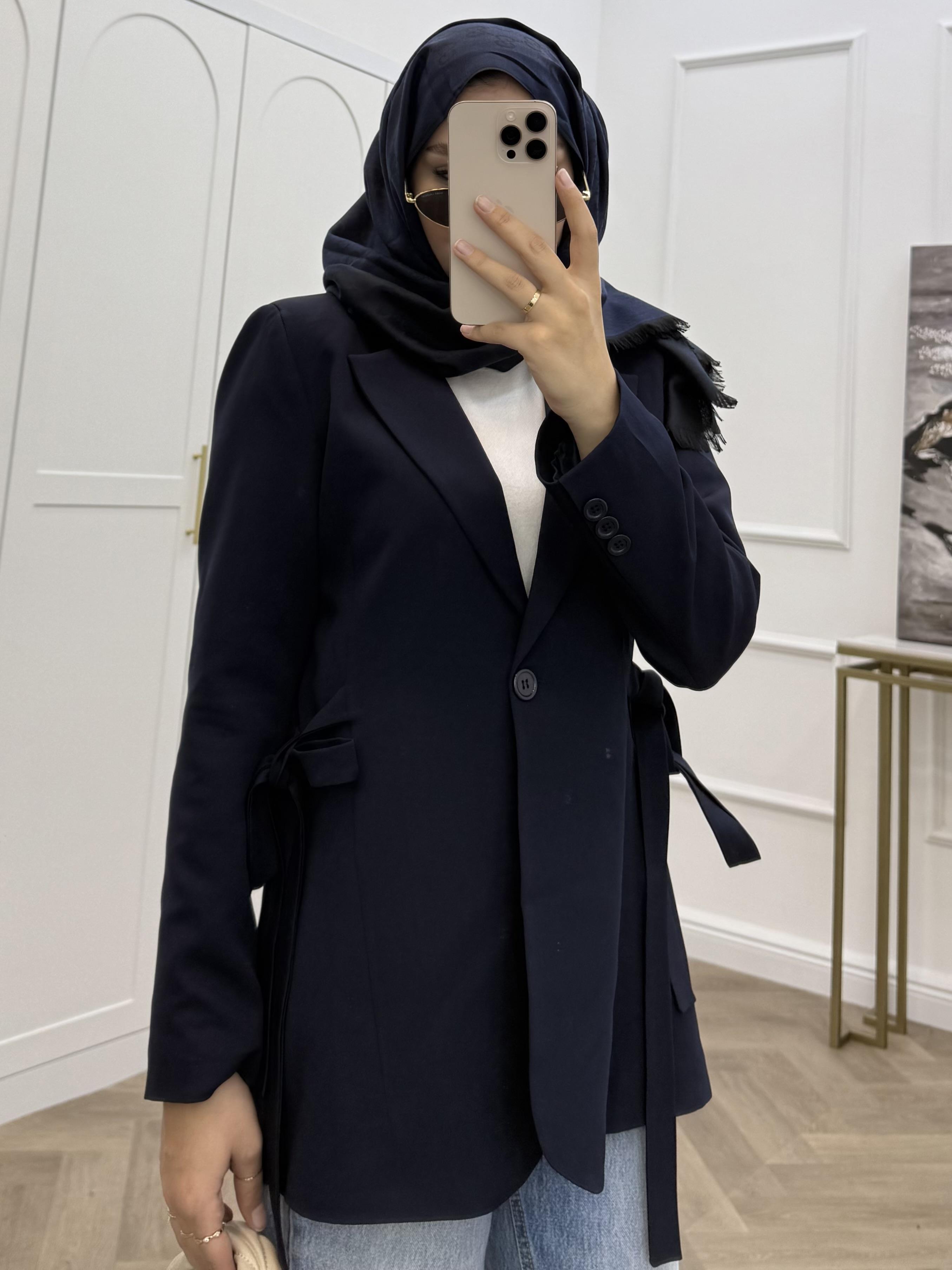 KURDELELİ BLAZER CEKET LACİVERT