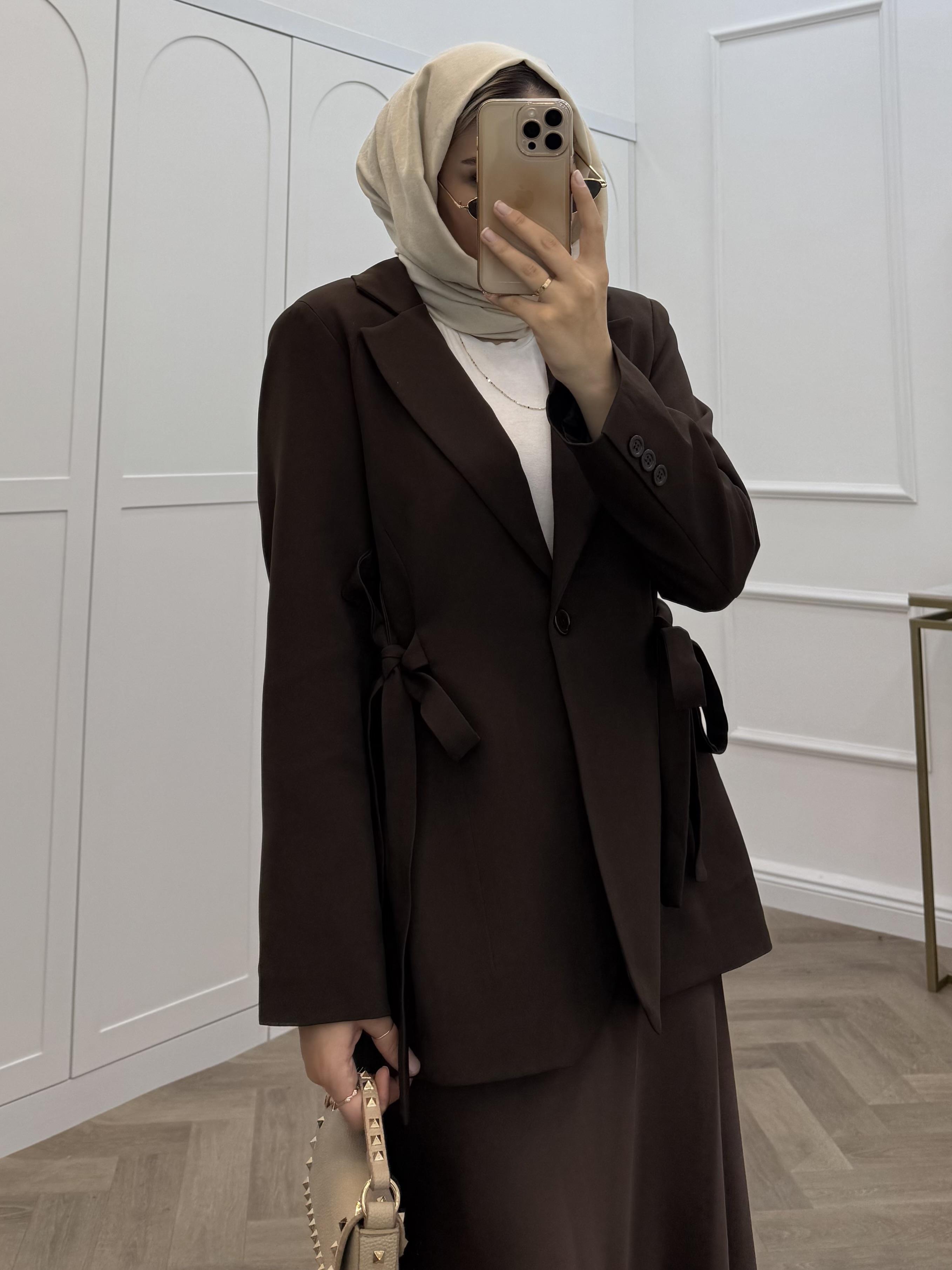 KURDELELİ BLAZER KAHVE 