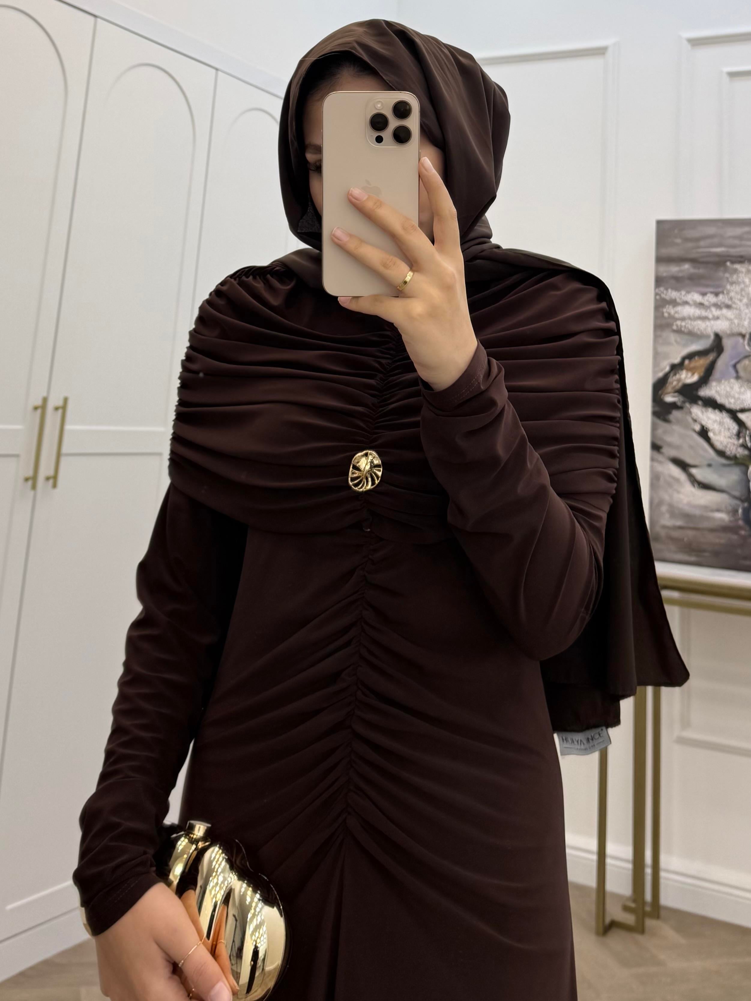 LADY BÜZGÜLÜ SANDY ELBİSE KAHVE