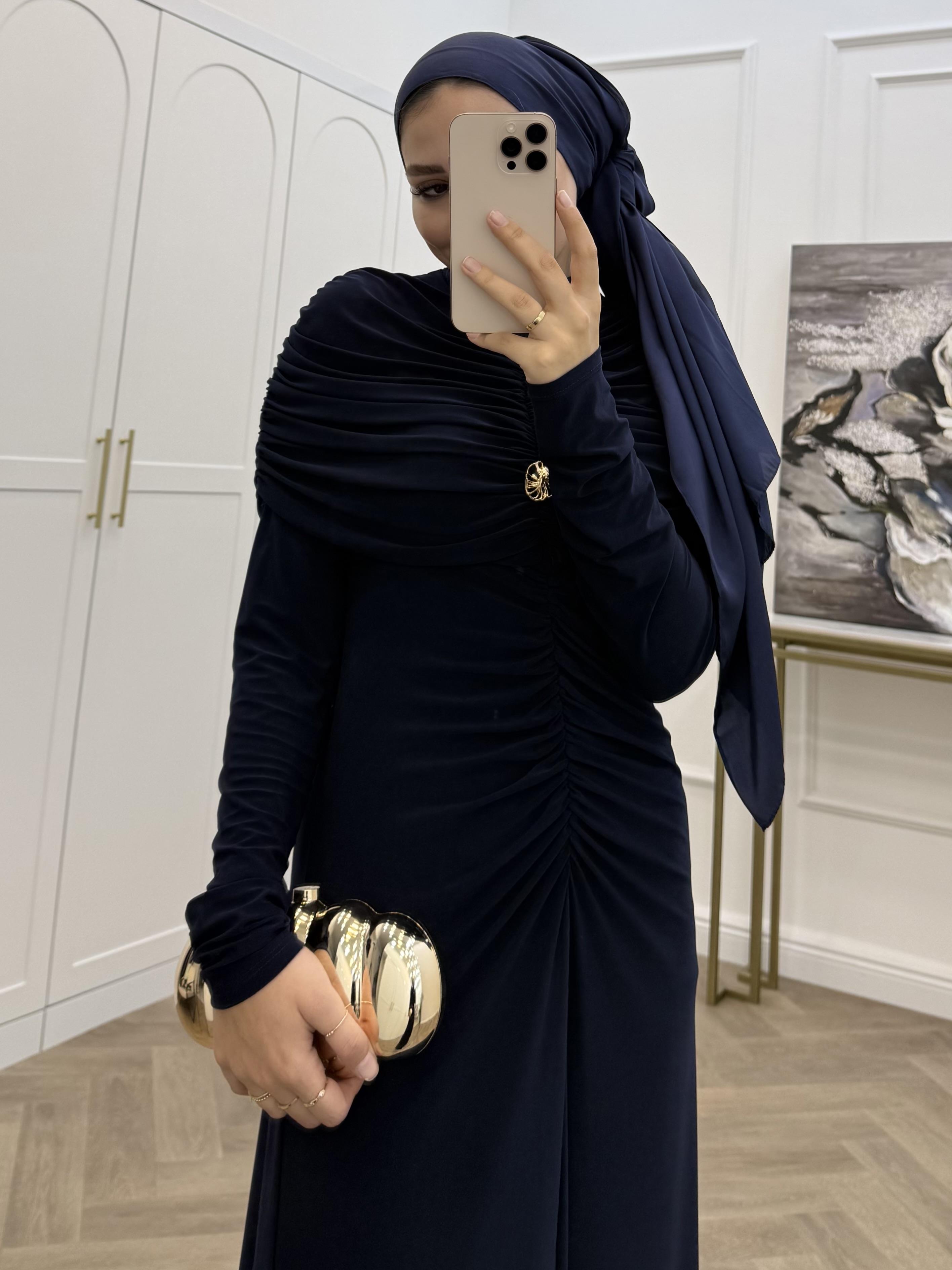 LADY BÜZGÜLÜ SANDY ELBİSE LACİVERT