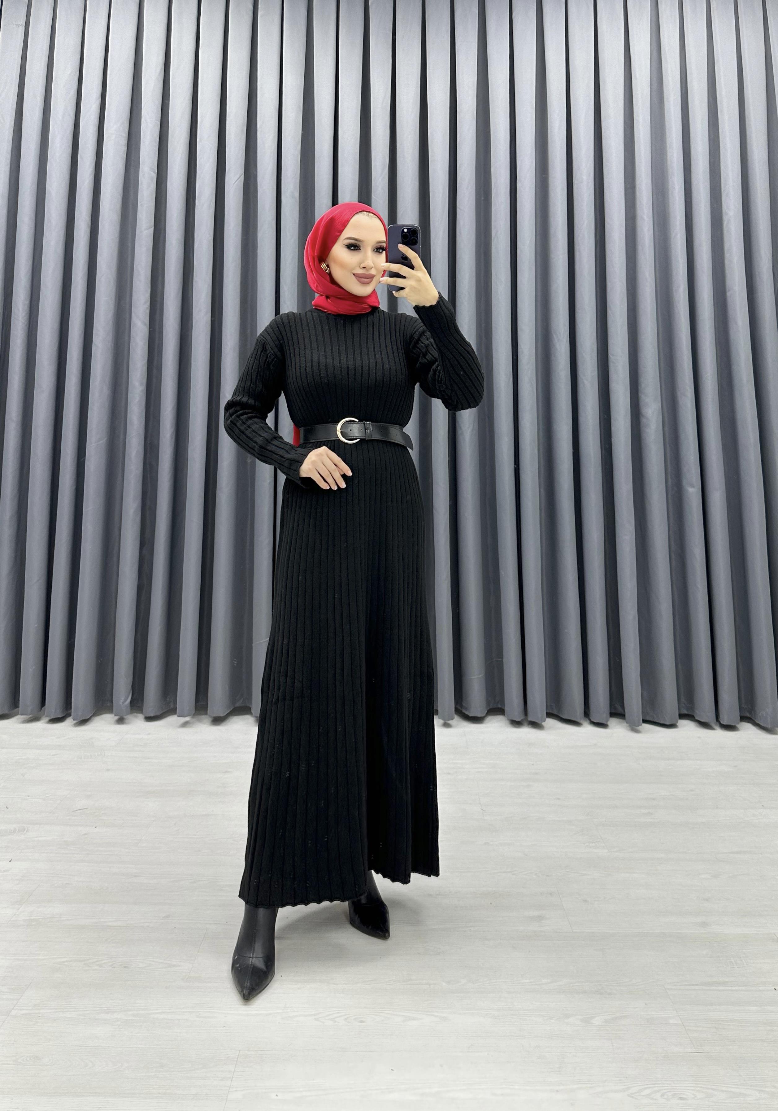 LENA TRİKO ELBİSE SİYAH