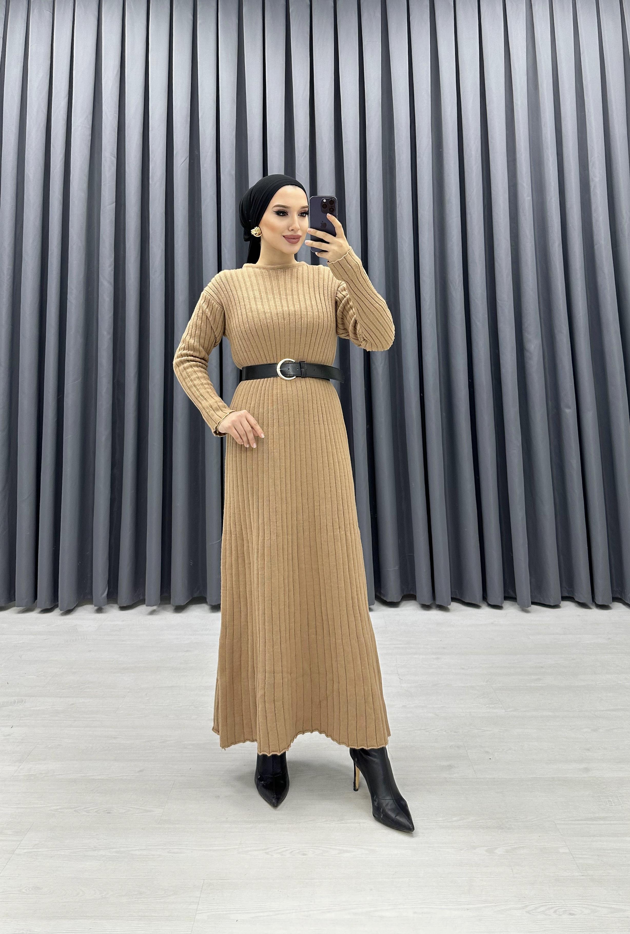 LENA TRİKO ELBİSE SÜTLÜ KAHVE