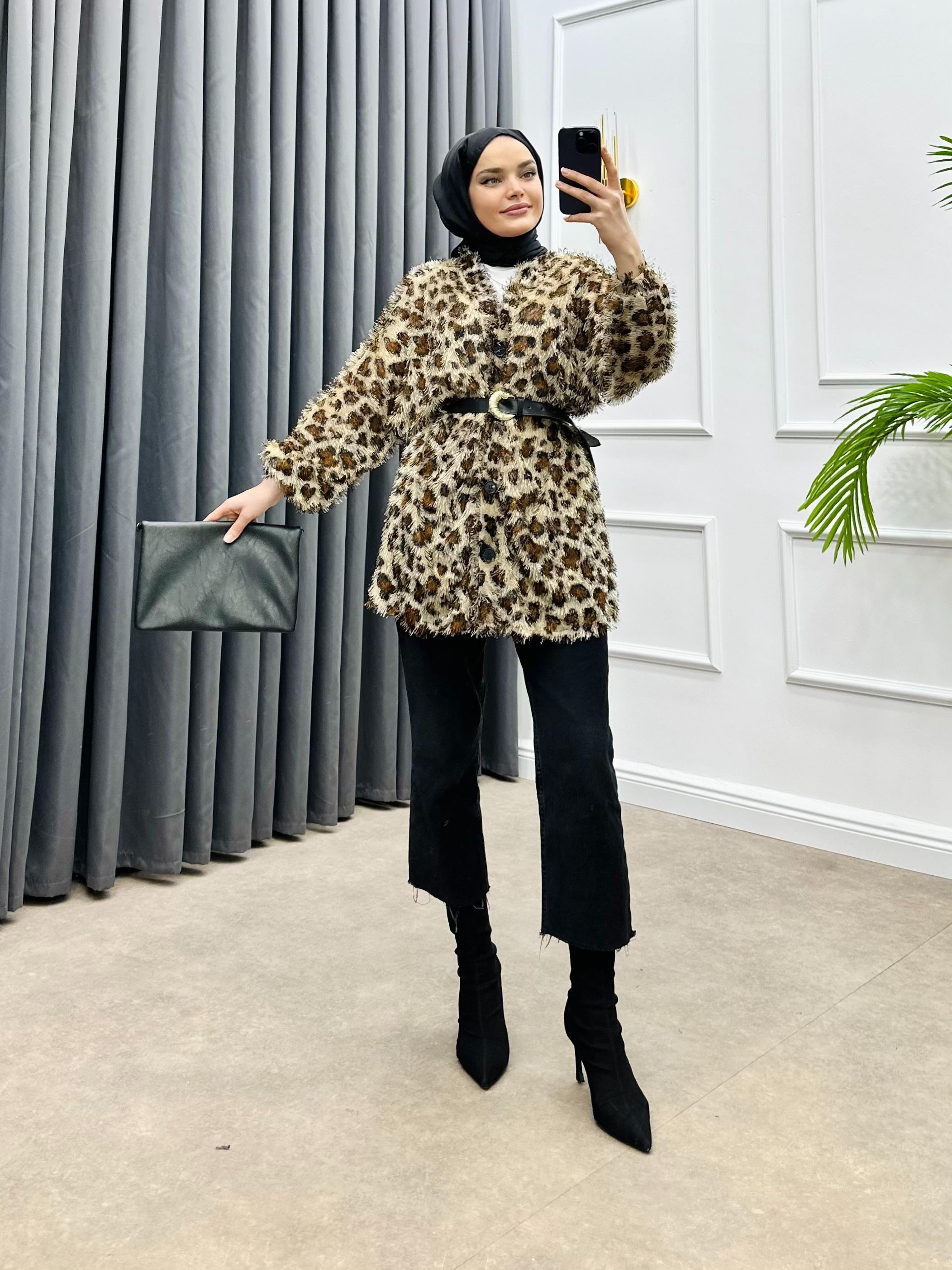 LEOPAR KEMERLİ TUNİK CAMEL