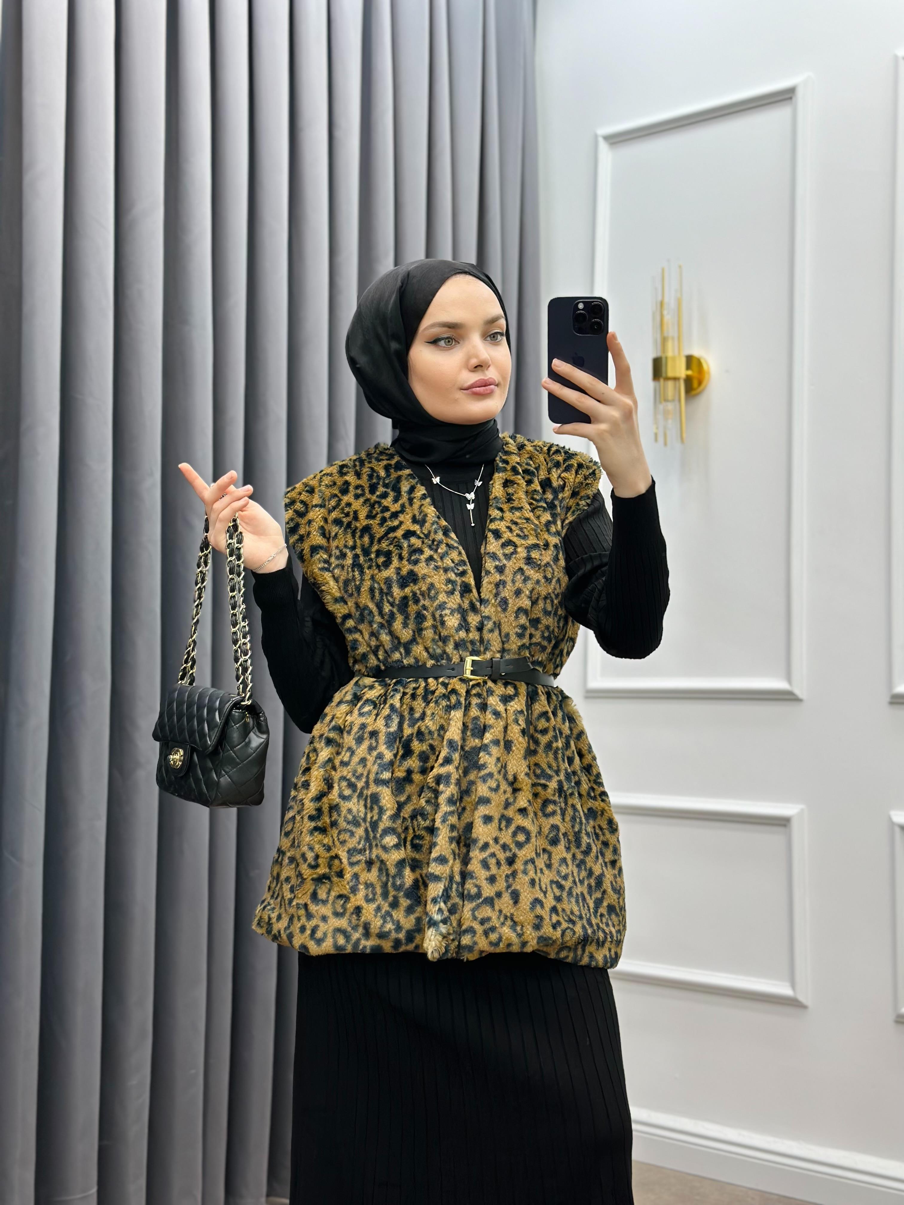 LEOPAR YELEK KAHVE