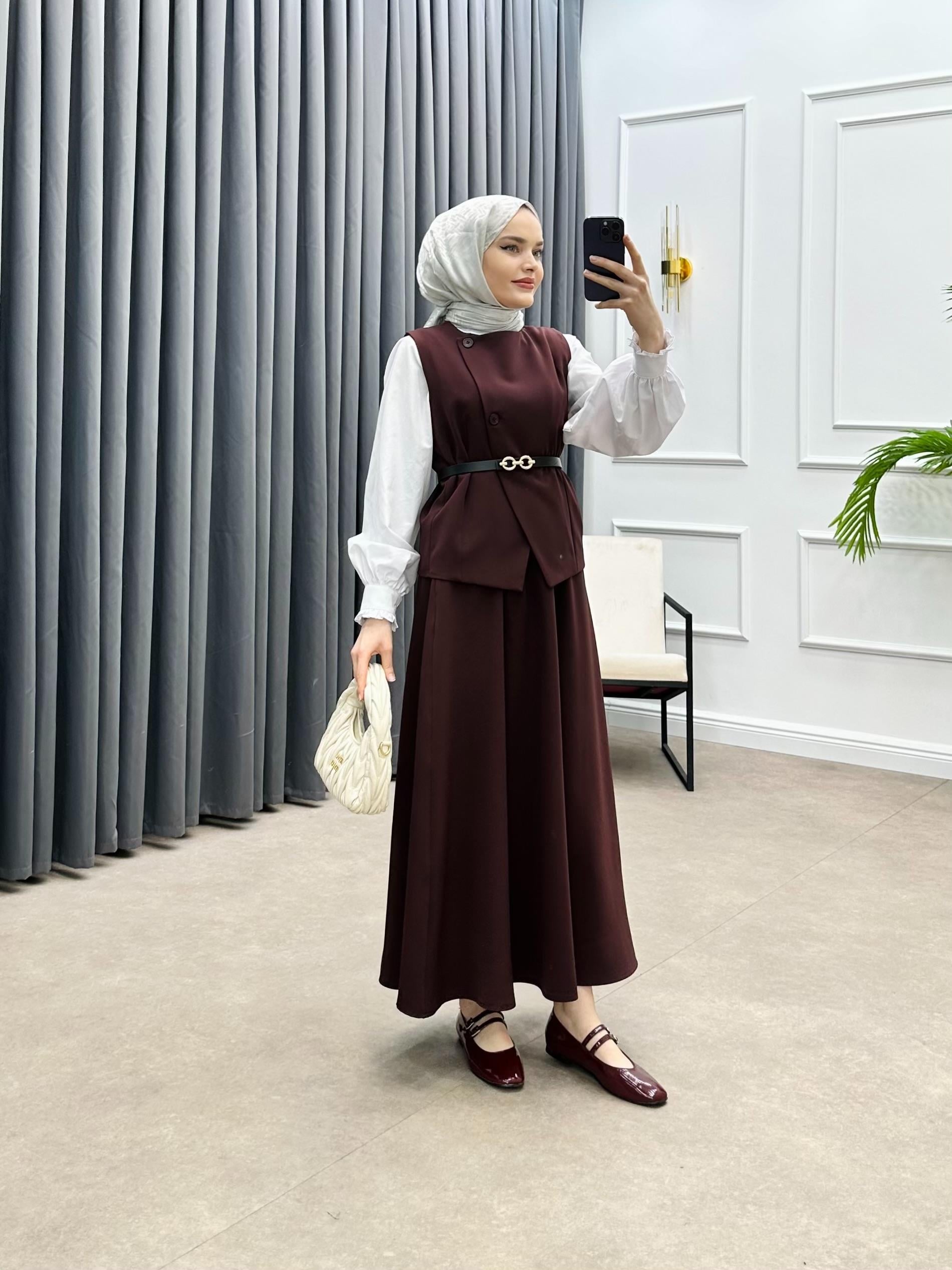 LEYA ETEKLİ TAKIM BORDO