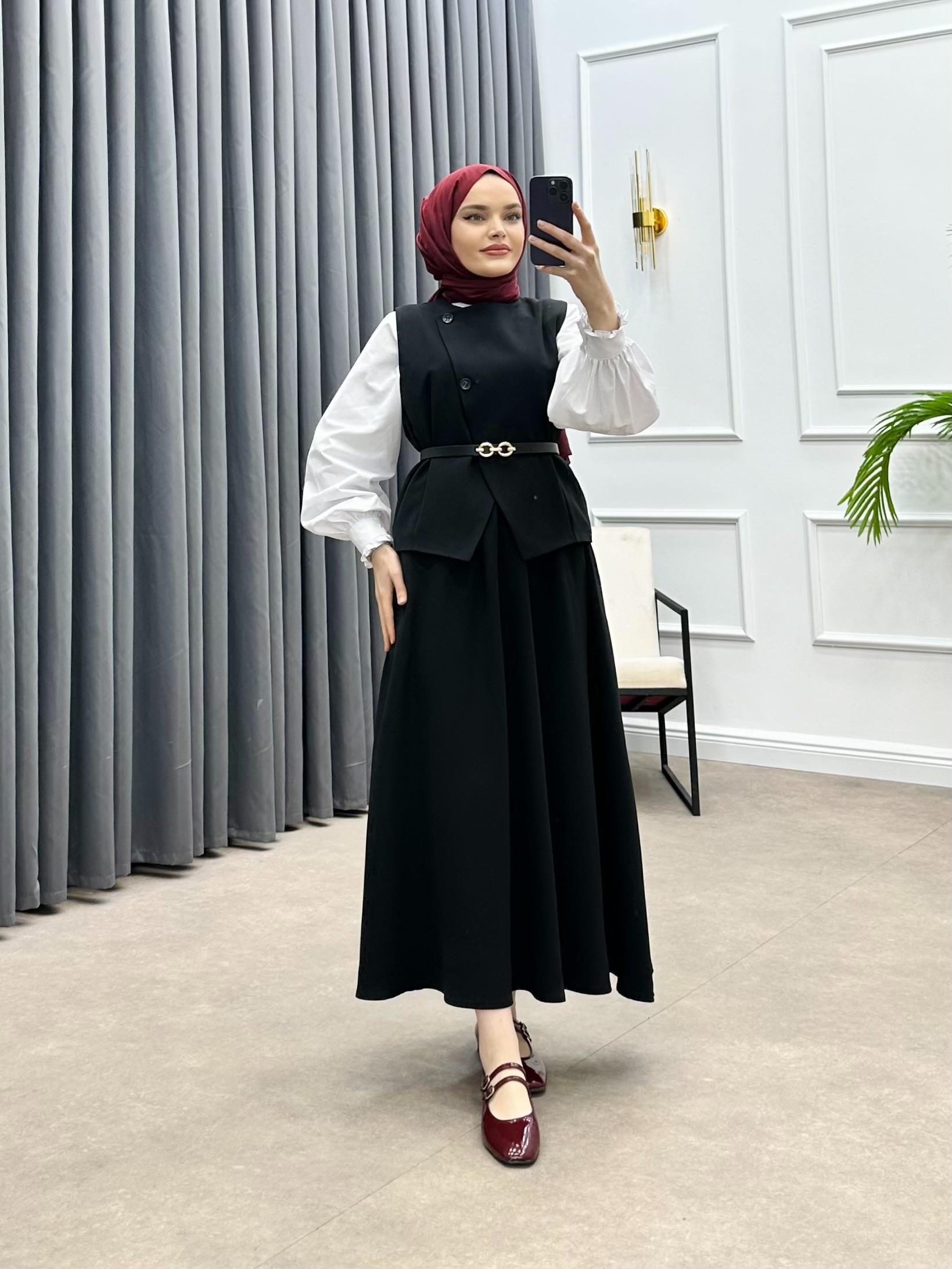 LEYA ETEKLİ TAKIM SİYAH