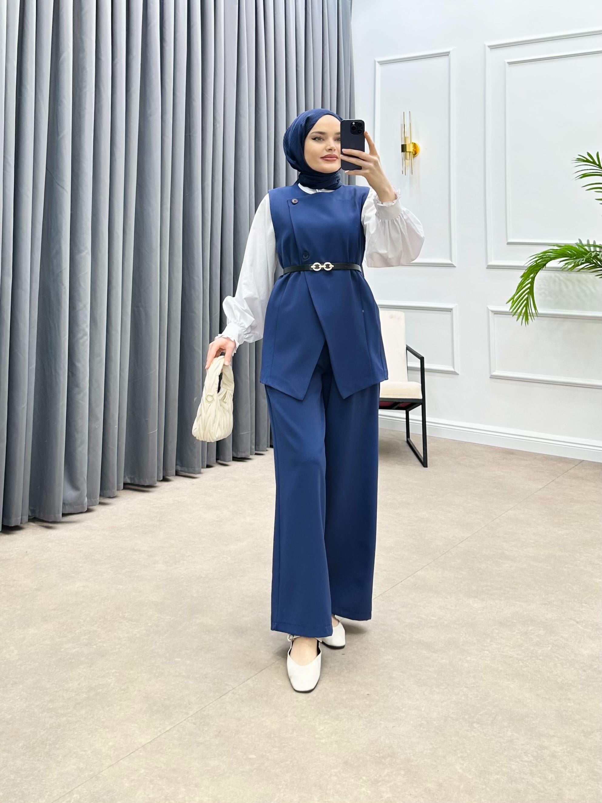 LEYA PANTOLONLU İKİLİ TAKIM LACİVERT