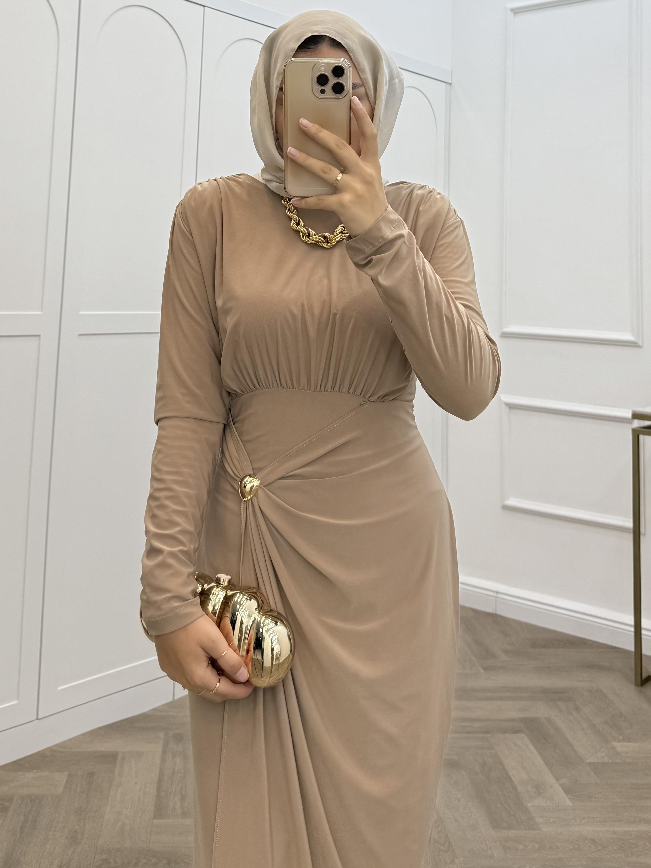 LEYA SANDY ELBİSE BEJ