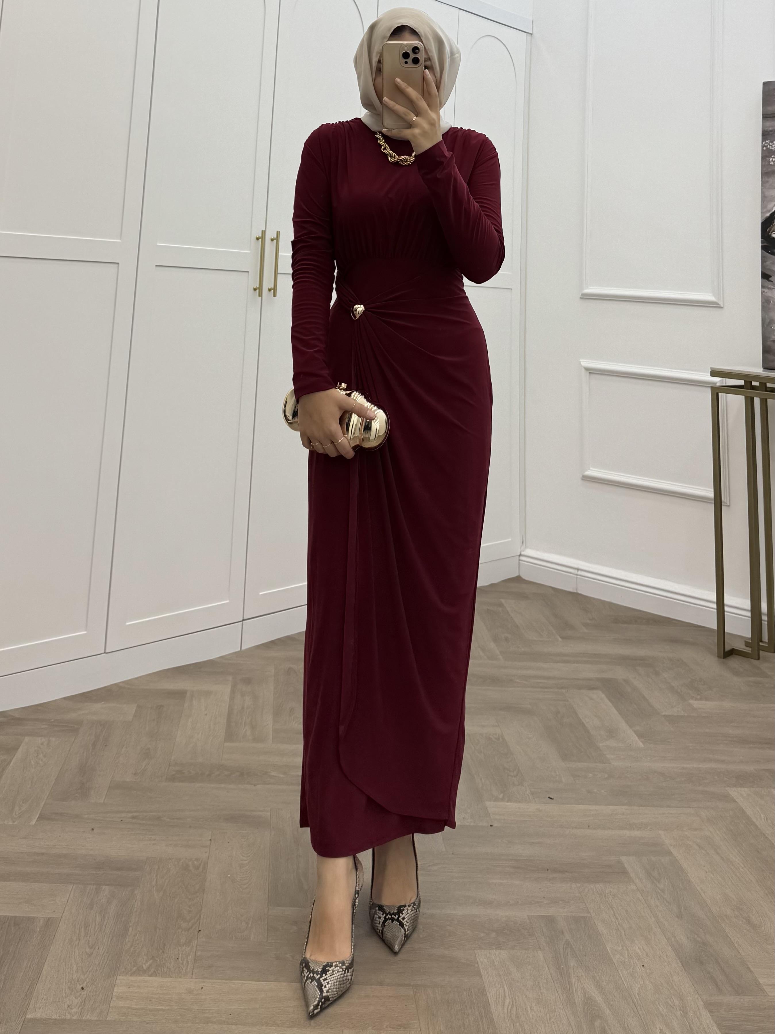 LEYA SANDY ELBİSE BORDO