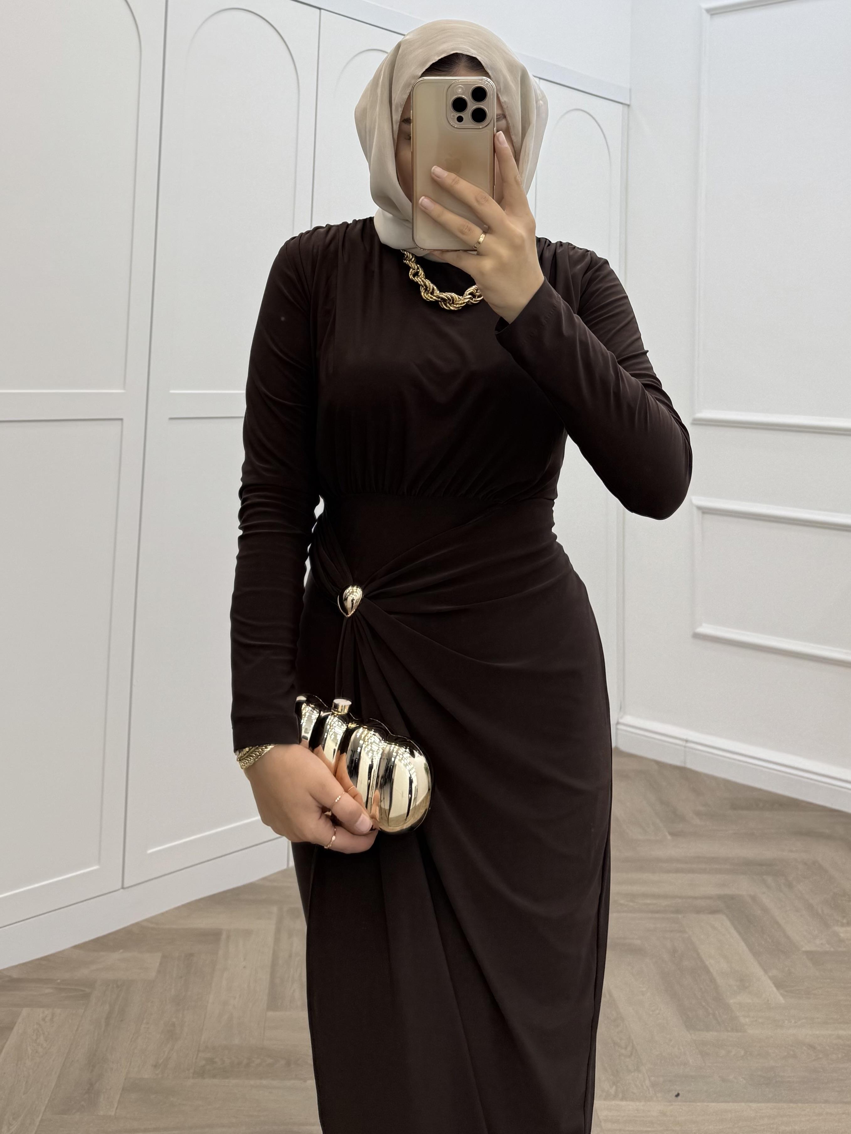 LEYA SANDY ELBİSE KAHVE