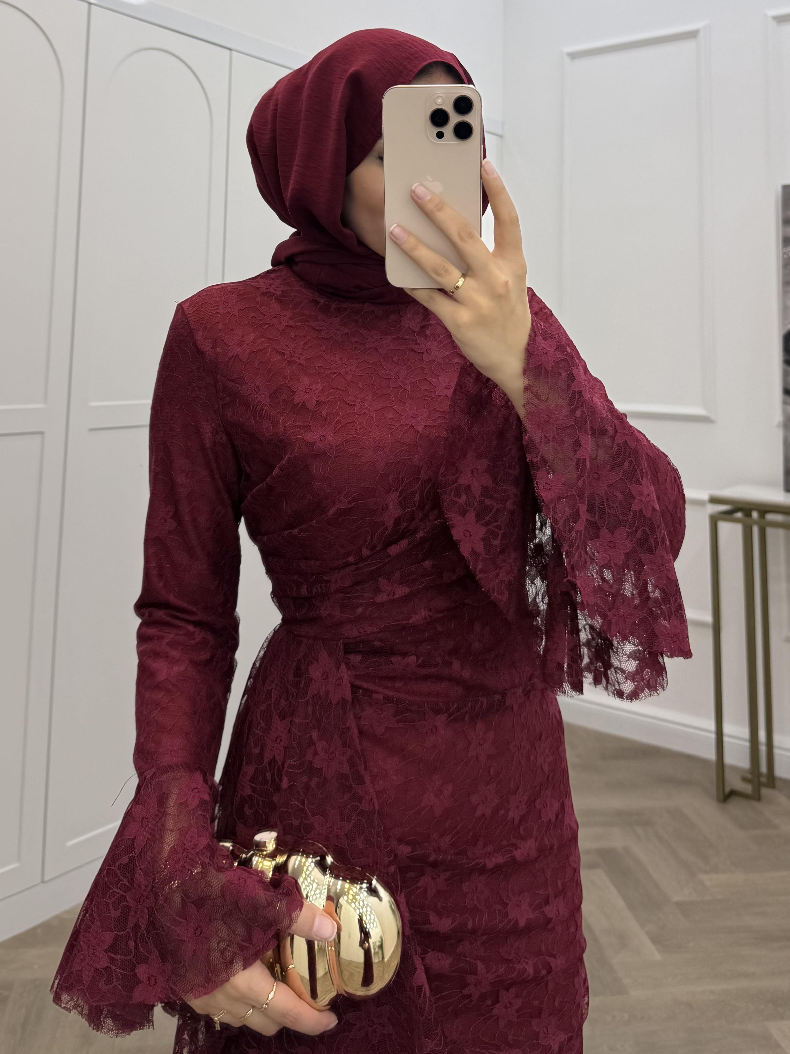 LOVA GÜPÜR ELBİSE BORDO