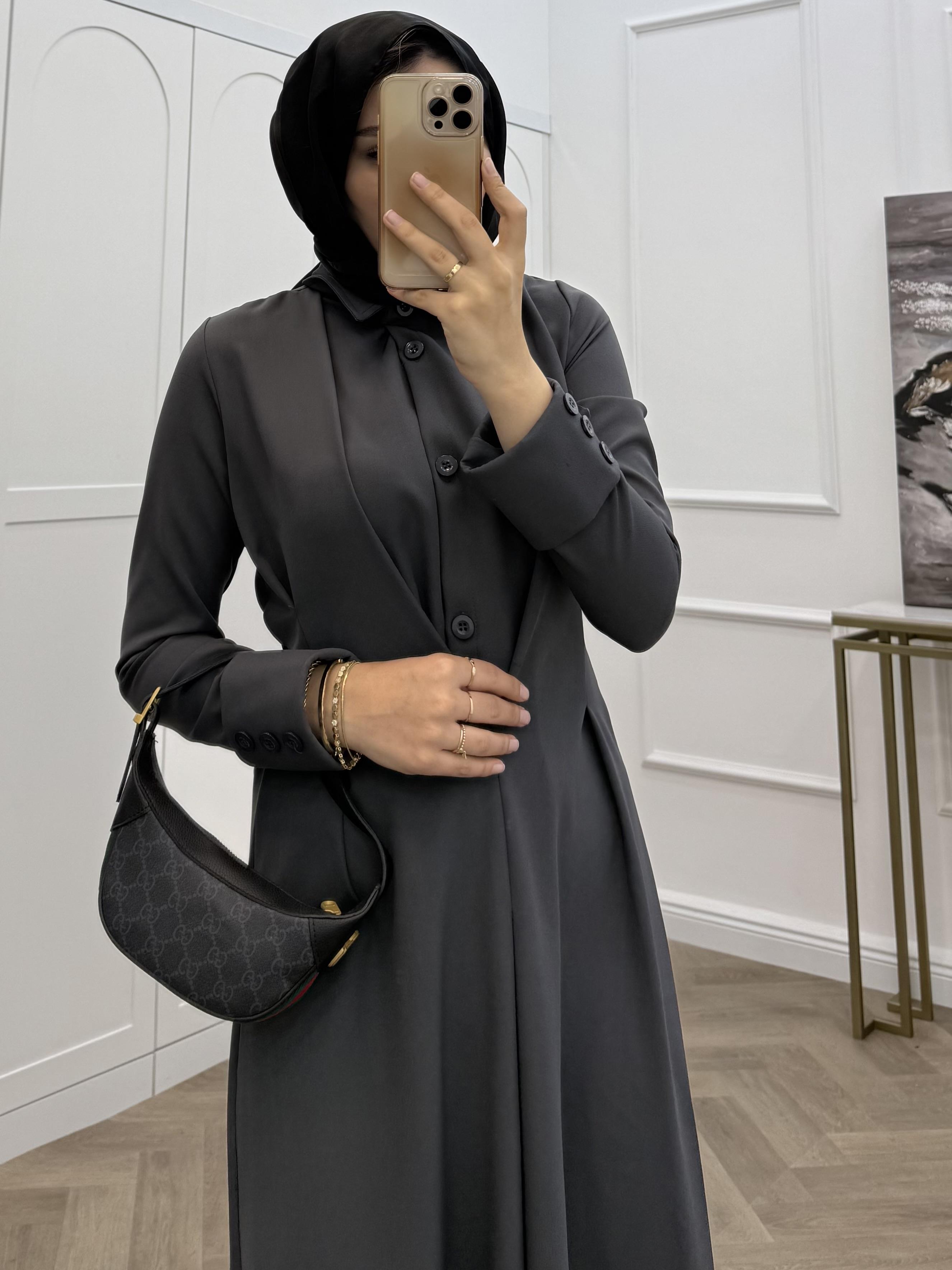 LUNA KREP ELBİSE ANTRASİT