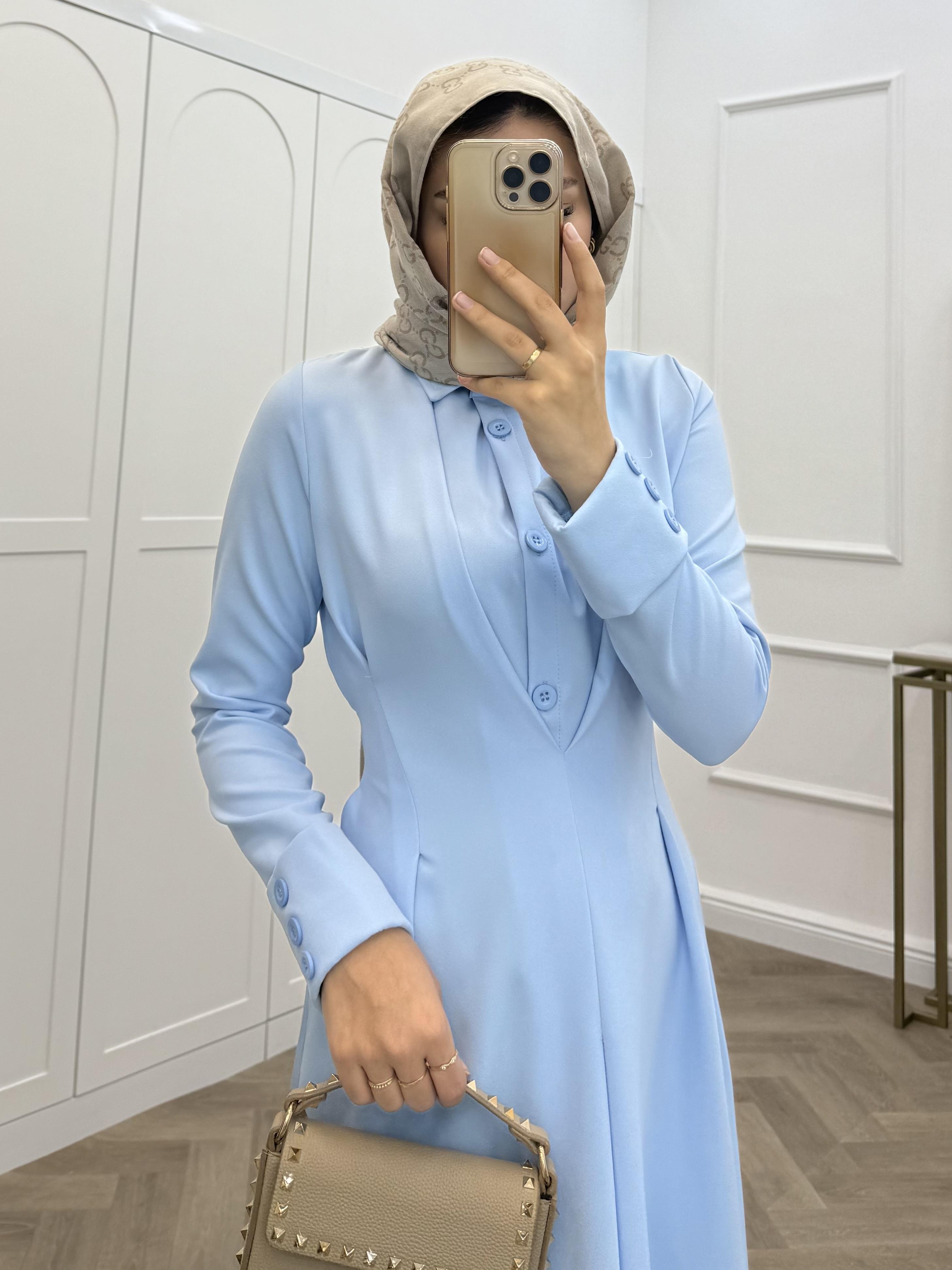 LUNA KREP ELBİSE BEBE MAVİSİ