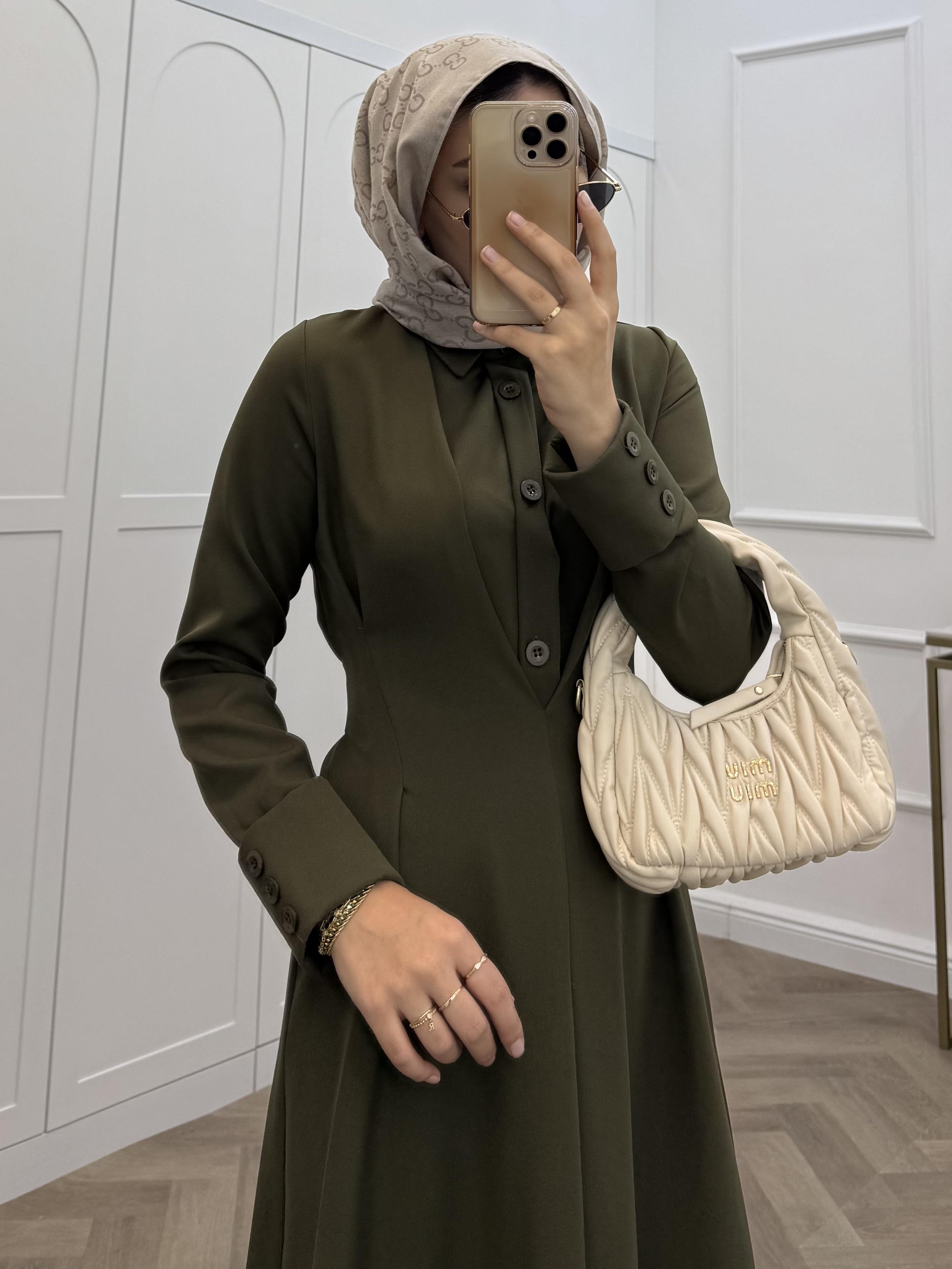 LUNA KREP ELBİSE HAKİ