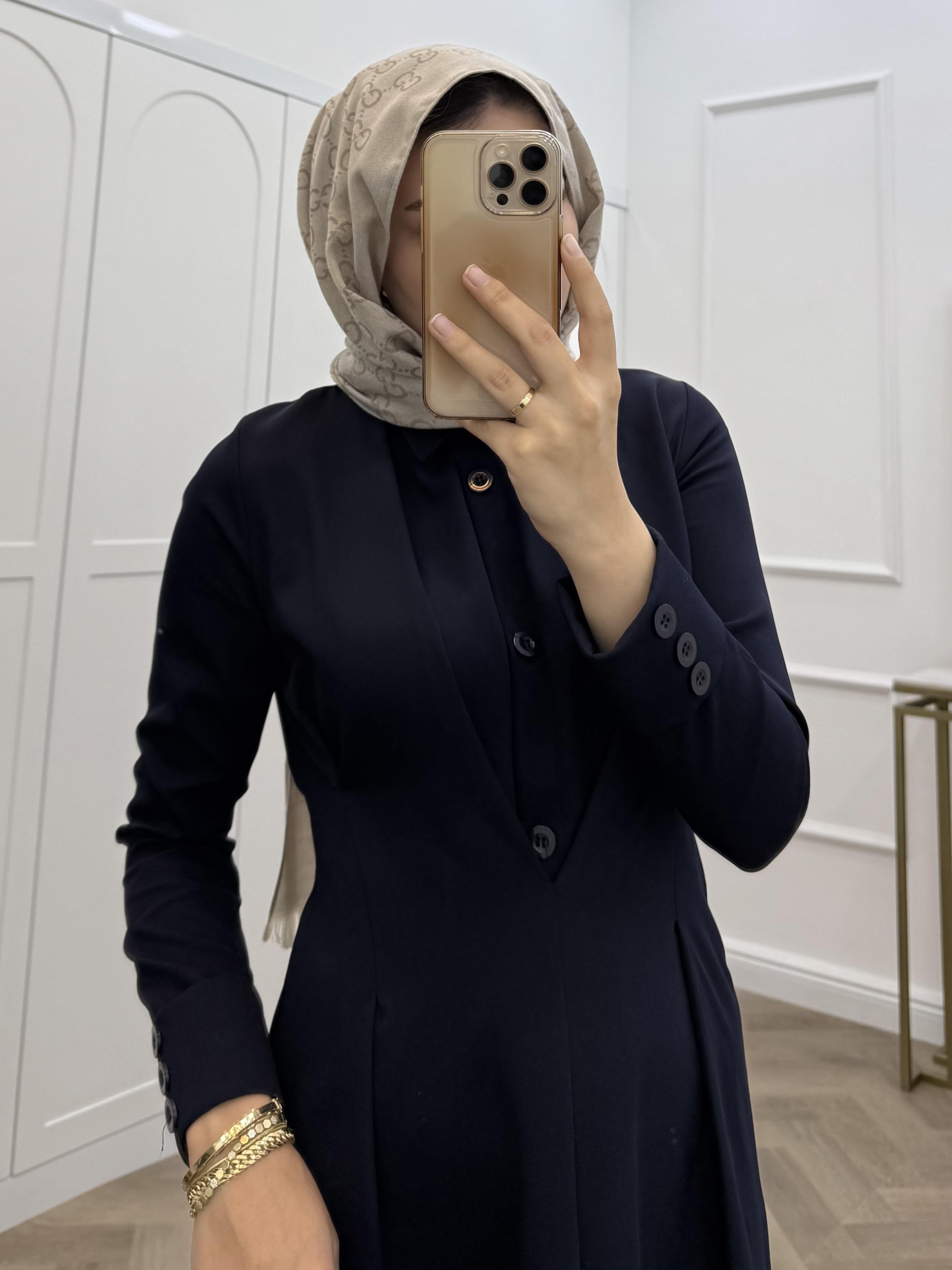 LUNA KREP ELBİSE LACİVERT