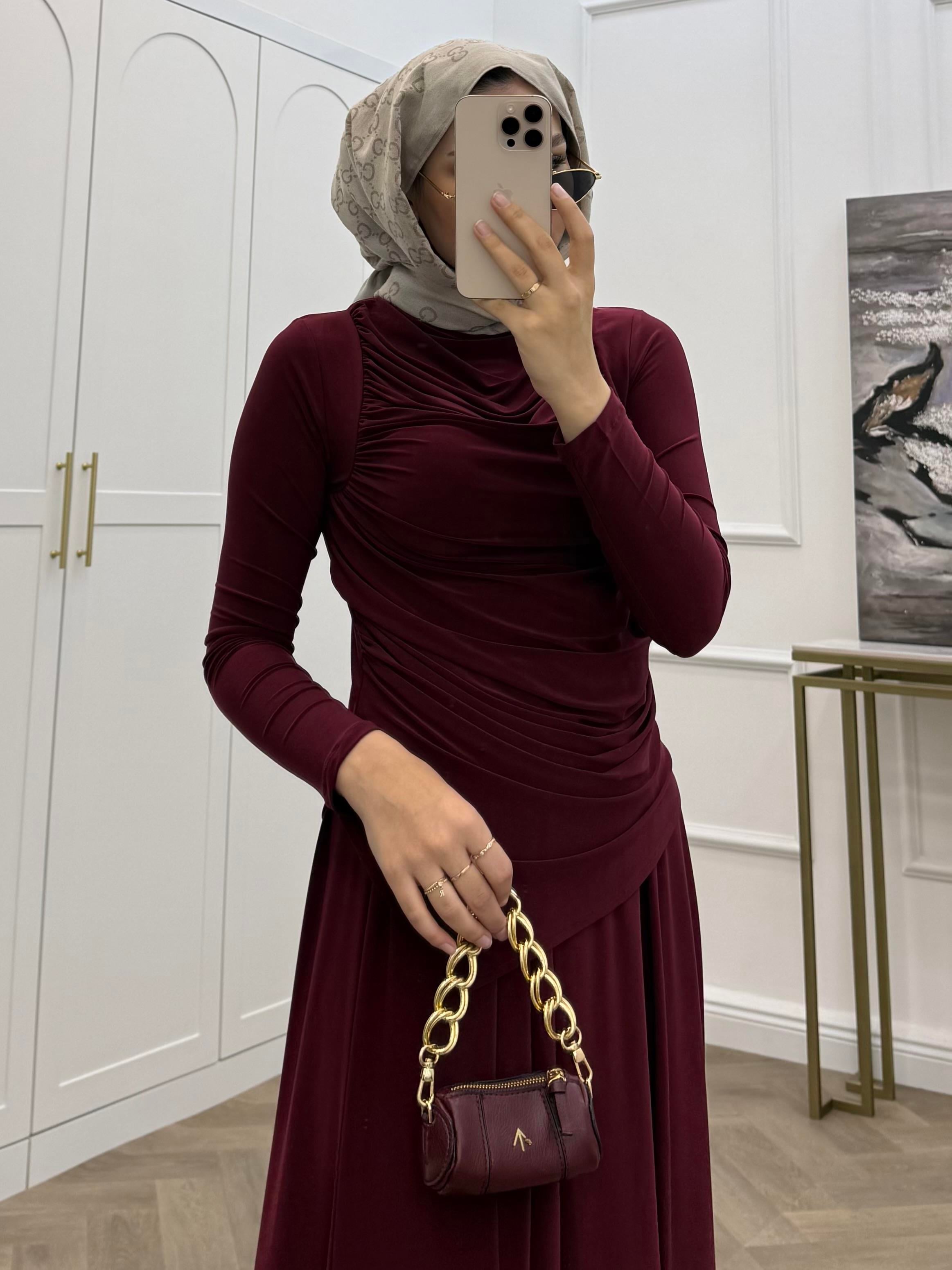 MERİ SANDY ETEKLİ TAKIM BORDO