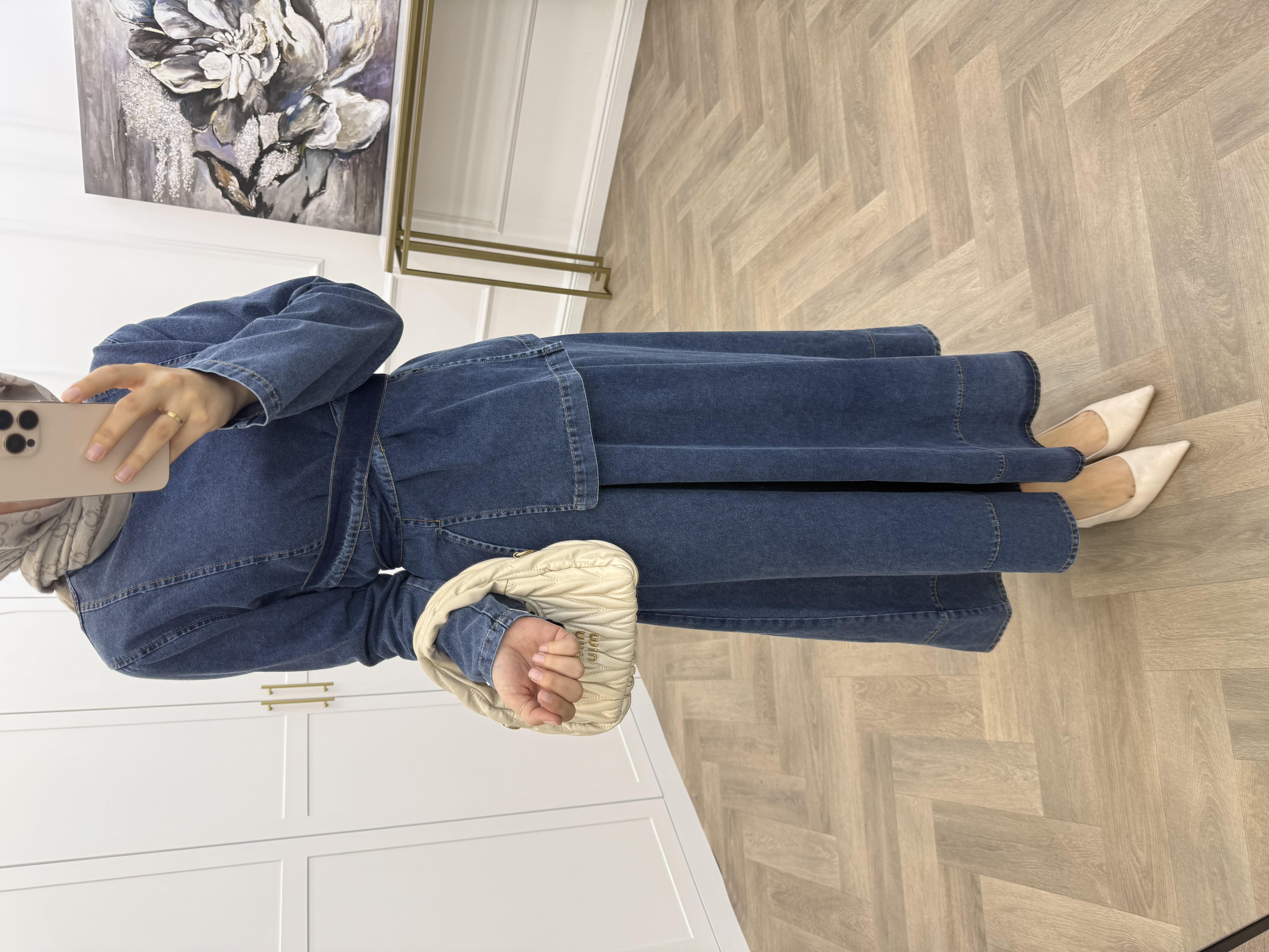 MEY DENİM ETEKLİ TAKIM İNDİGO