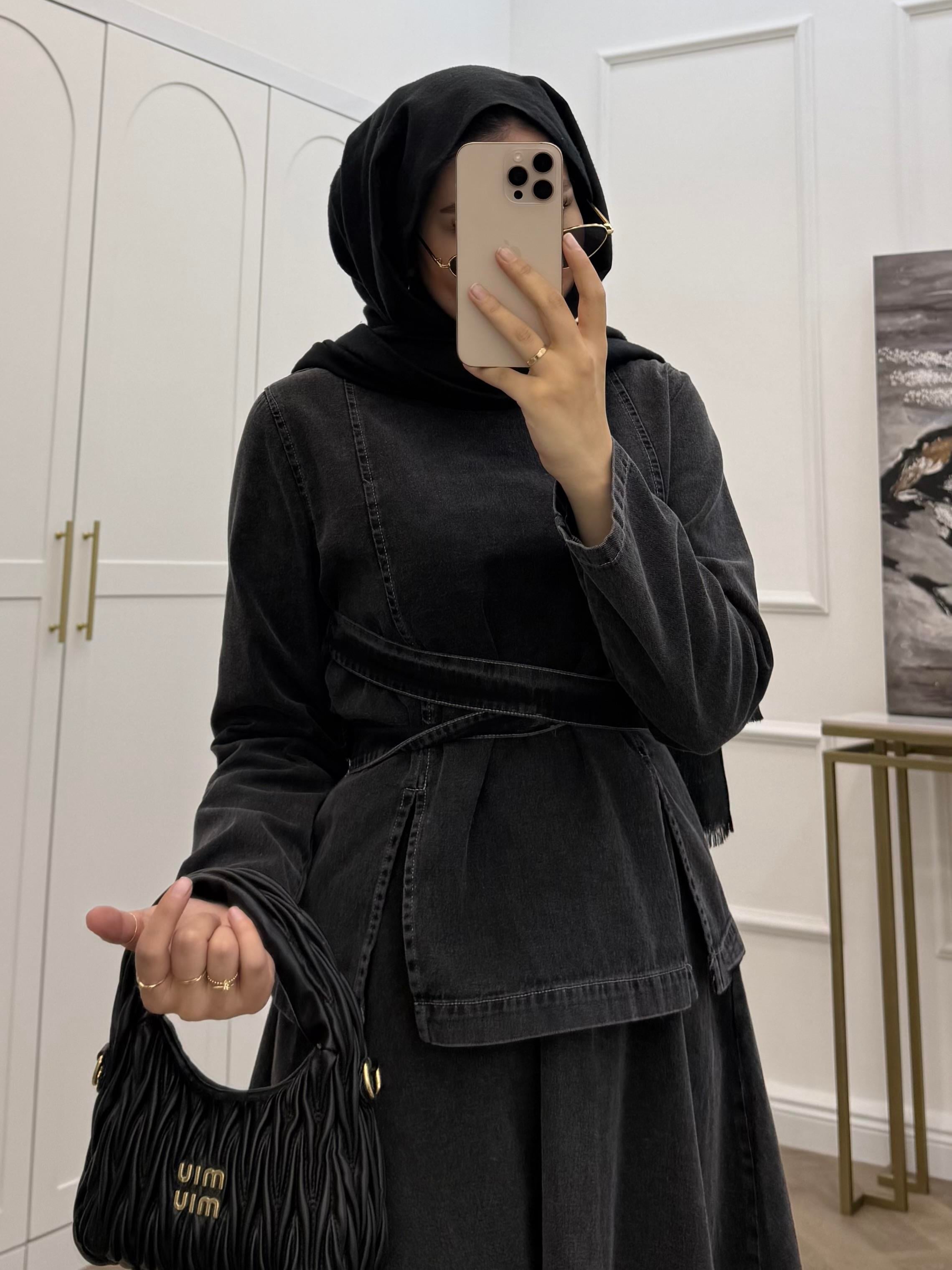 MEY DENİM ETEKLİ TAKIM SİYAH