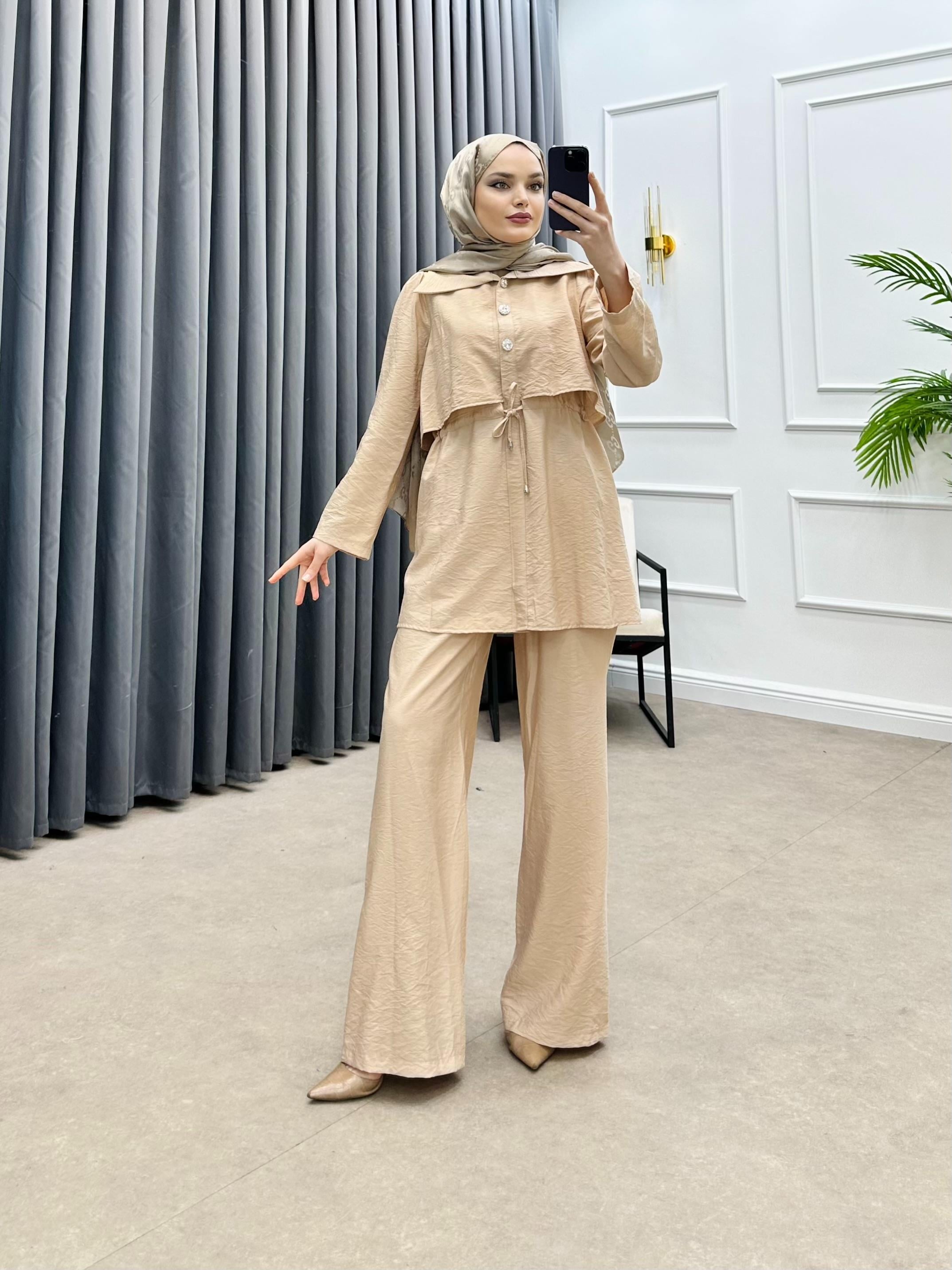 MİNA PANTOLONLU TAKIM BEJ