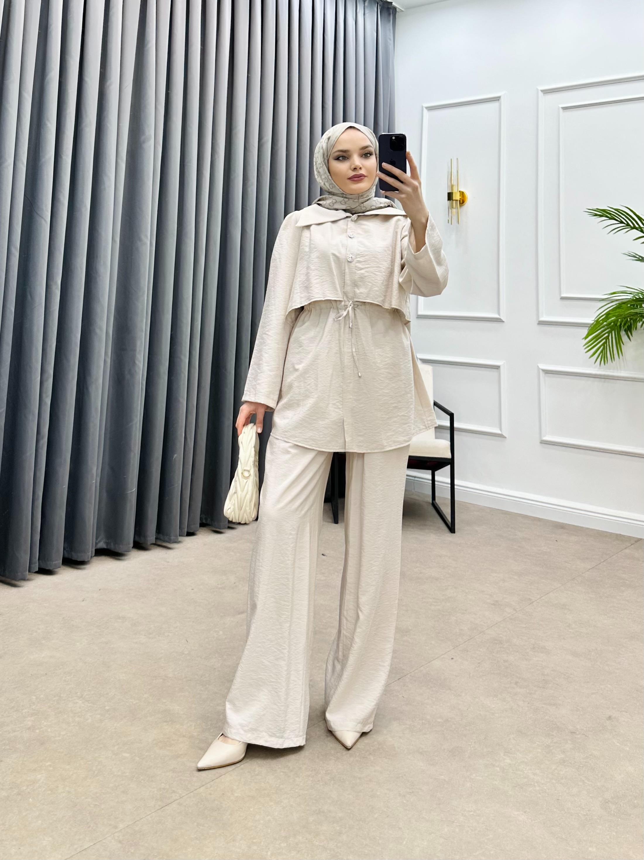 MİNA PANTOLONLU TAKIM KREM