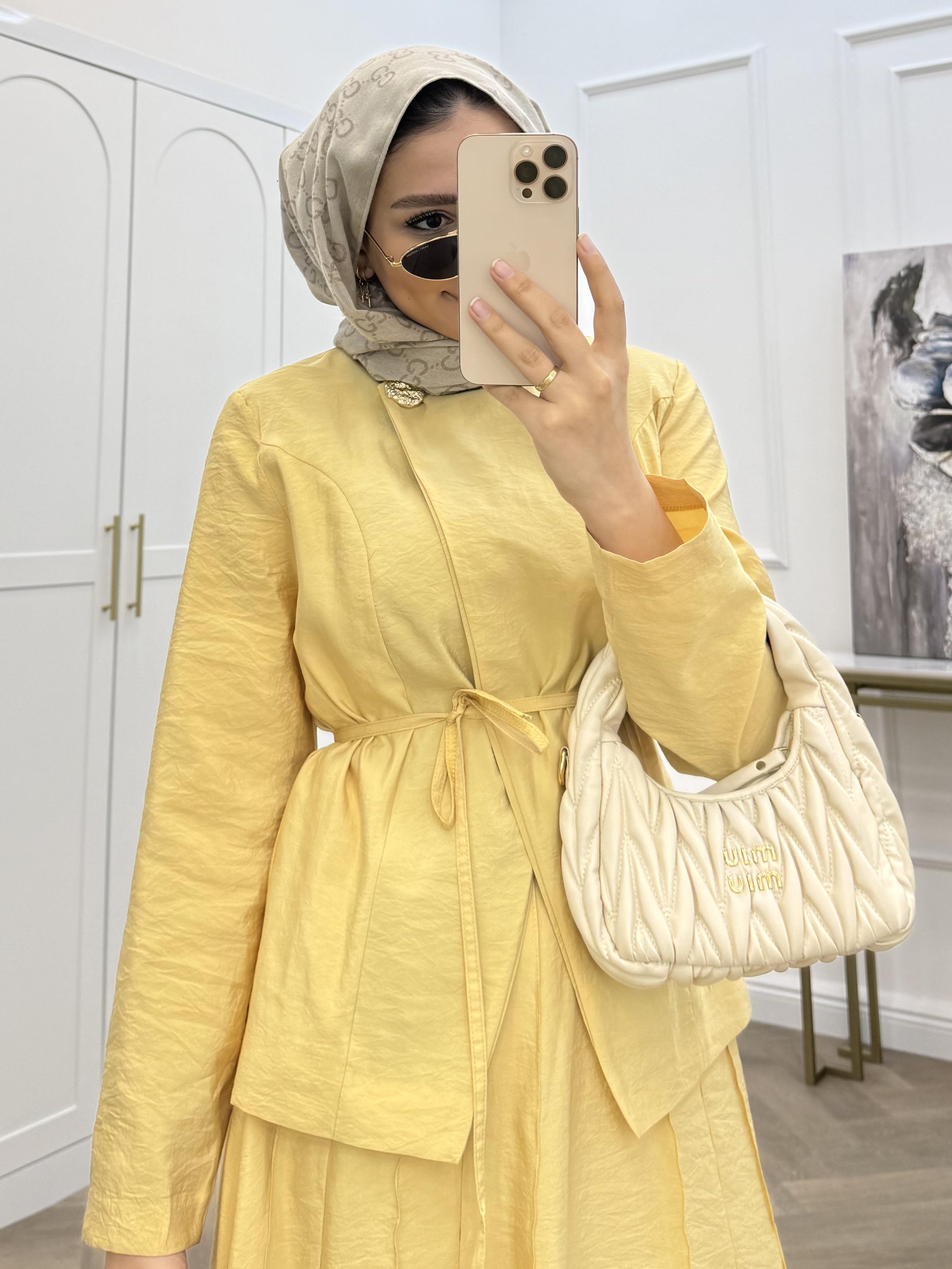 NARE ÇIMALI ETEKLİ TAKIM SARI