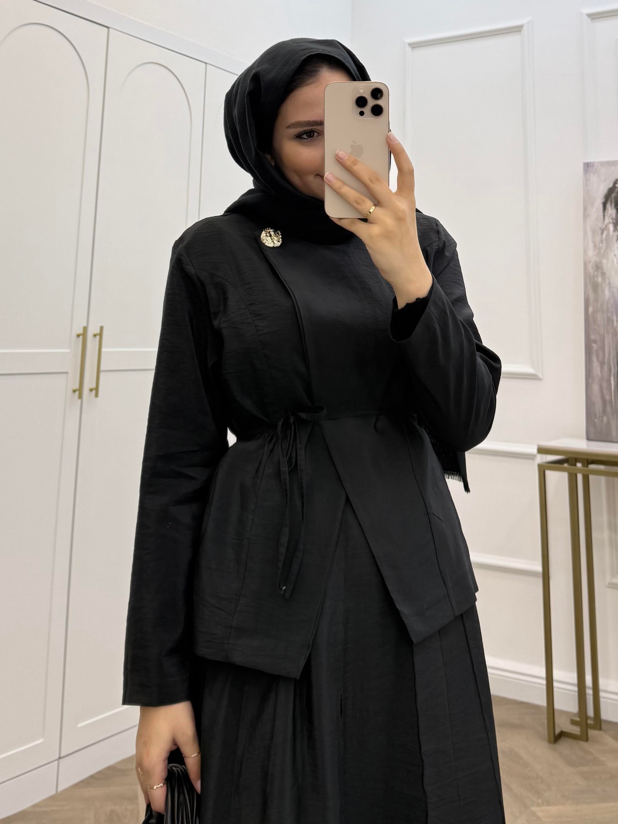 NARE ÇIMALI ETEKLİ TAKIM SİYAH